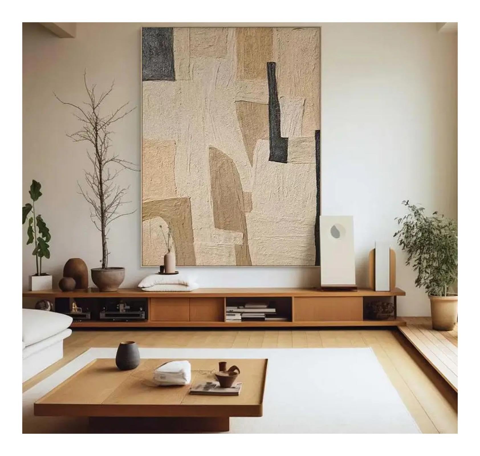 LMYSXAOZ Modern Abstract Painting - Brown Minimalist Color Block Canvas Art(65x130cm/Frameless)
