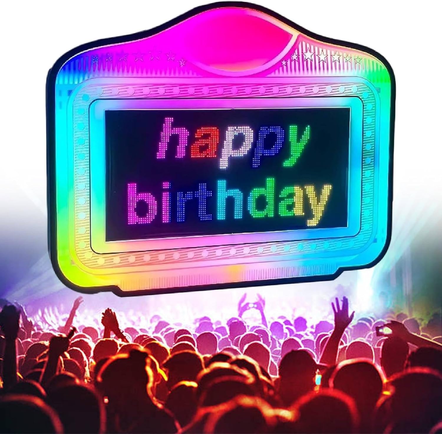 VIP LED Bottle Service Sign 5000mAh 7 RGB Colors APP Scrollable Play Screen 72x60x6.5cm