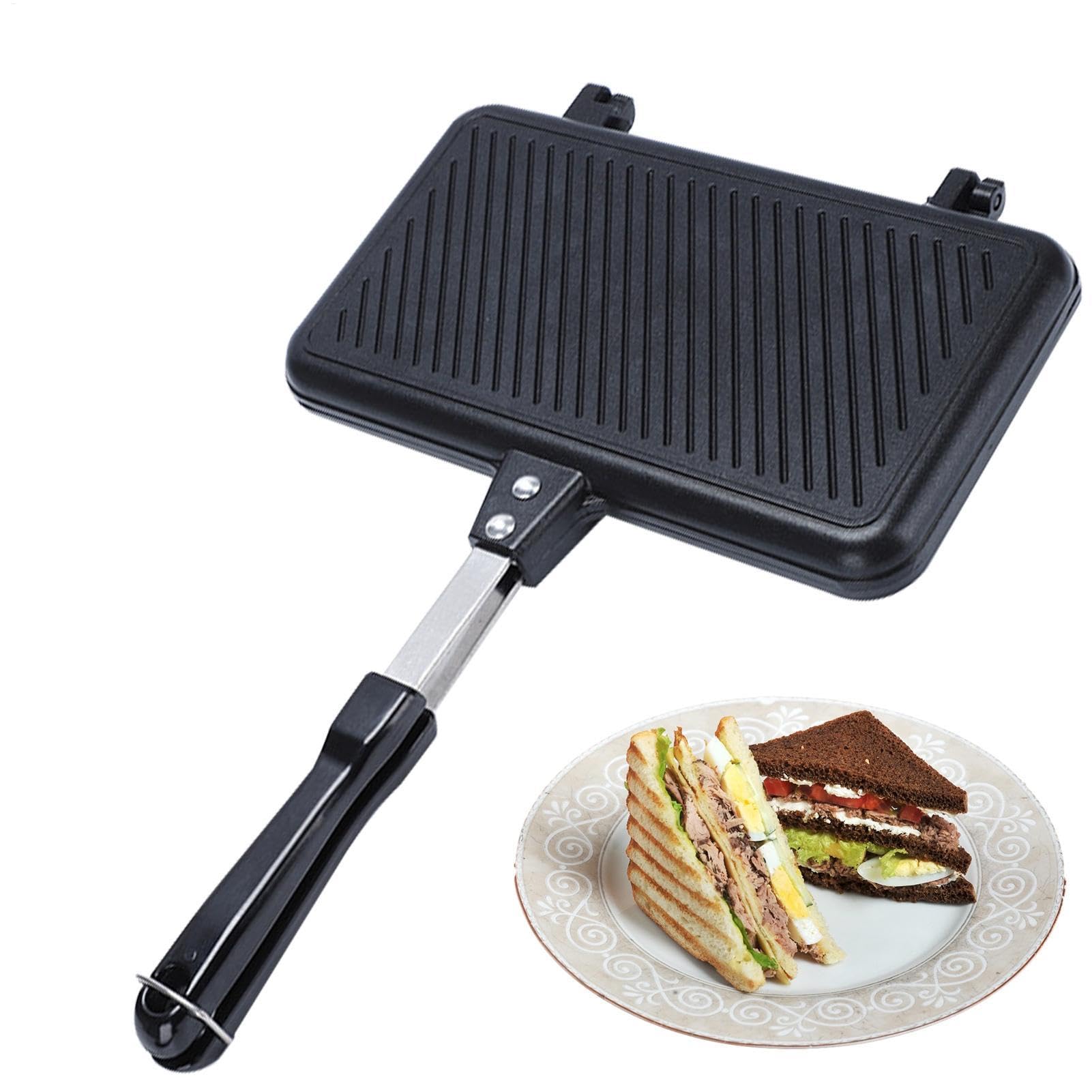 Padella a doppia faccia - Casaro, Pressa per sandwich | Macchina per panini per la colazione, Macchina per panini per doppia colazione da spiaggia, Teglia antiaderente per panini - Griglia per panini