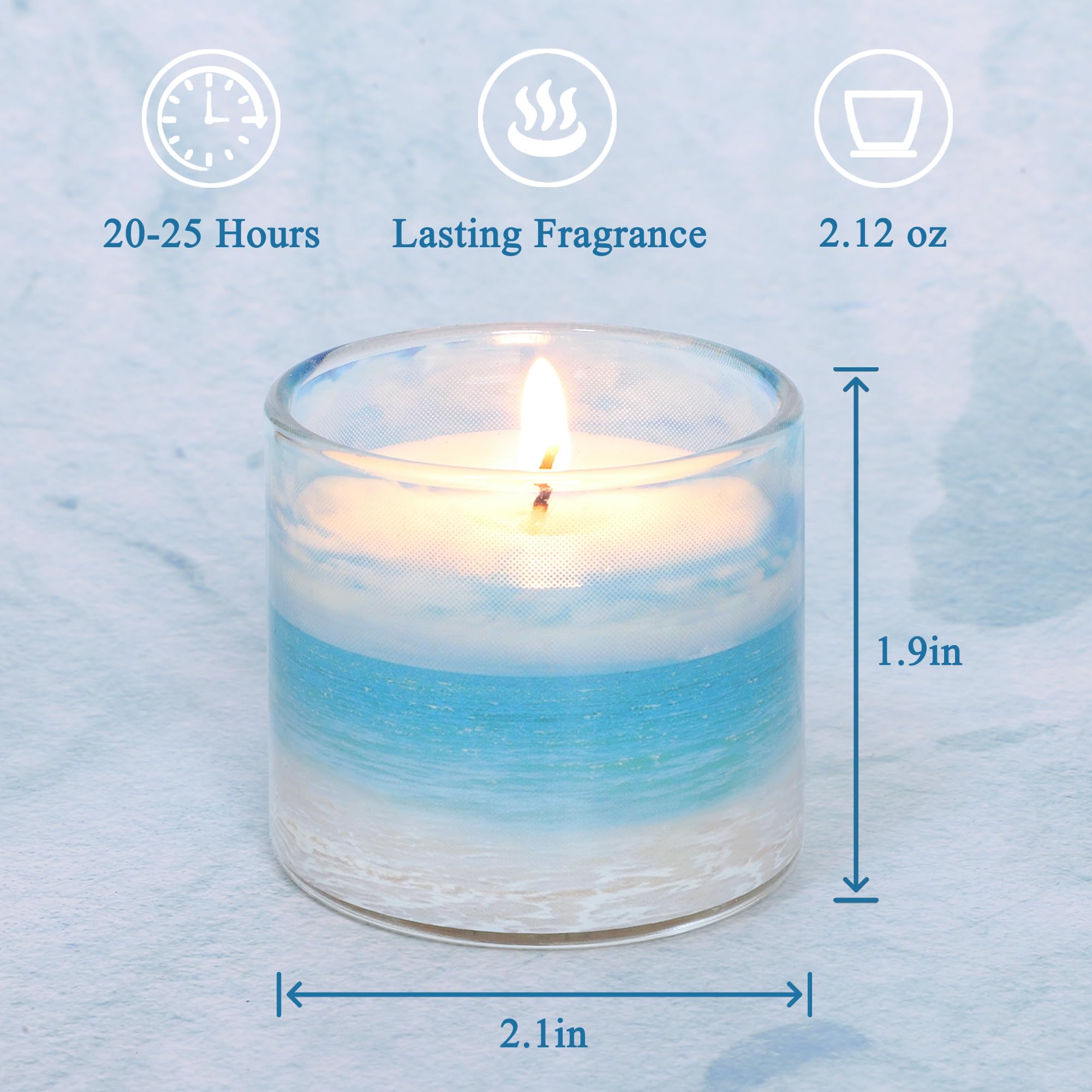 FLAVCHARM 6 Pack Candles for Home Scented Aromatherapy Candles Gift Set Clean Burning Non Toxic Long Lasting Ocean Theme Votive Decorative Candles for Home Decor Meditation Stress Relief, 12.7oz