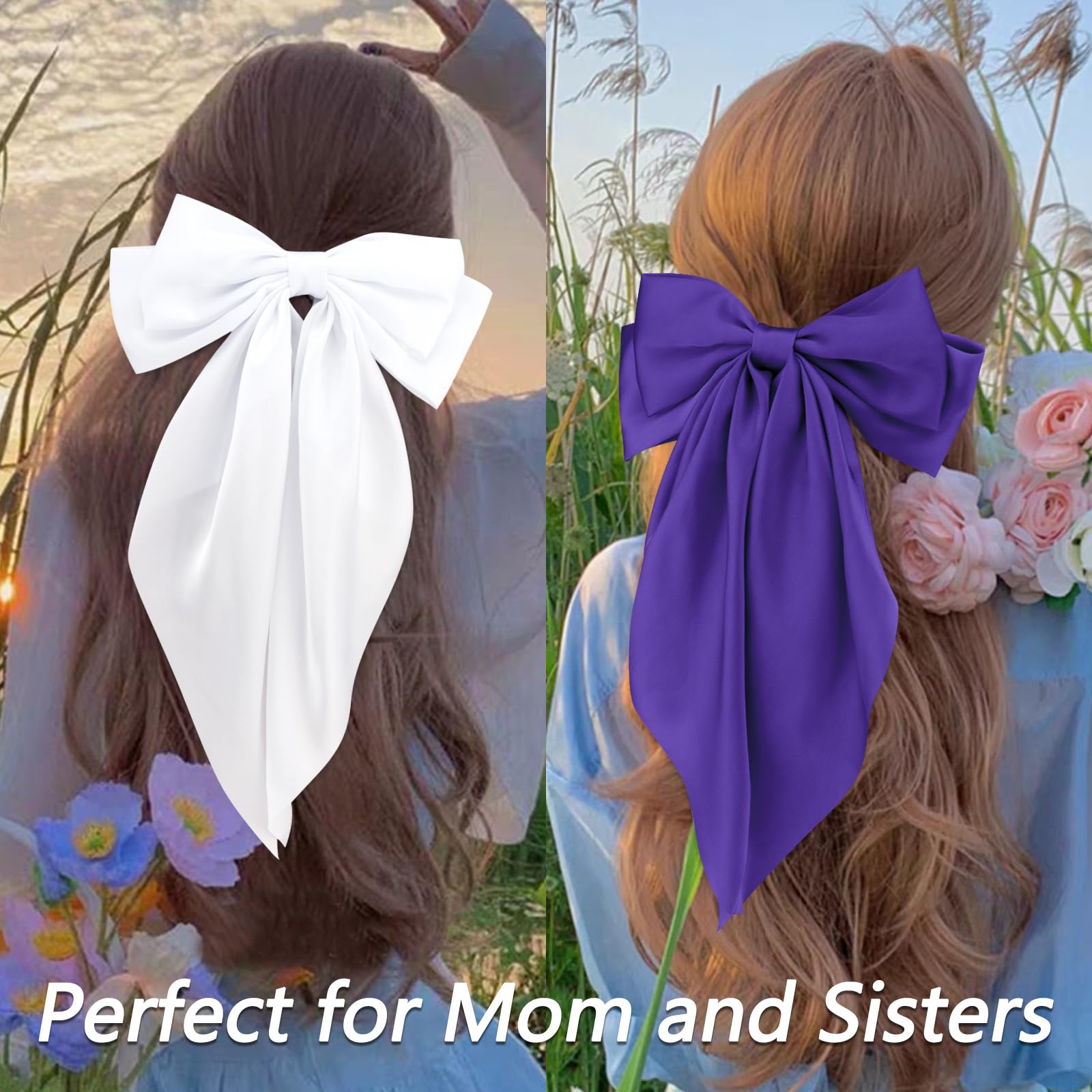 Amazon.com : Velscrun Black White Purple Deep Purple Hair Bows for