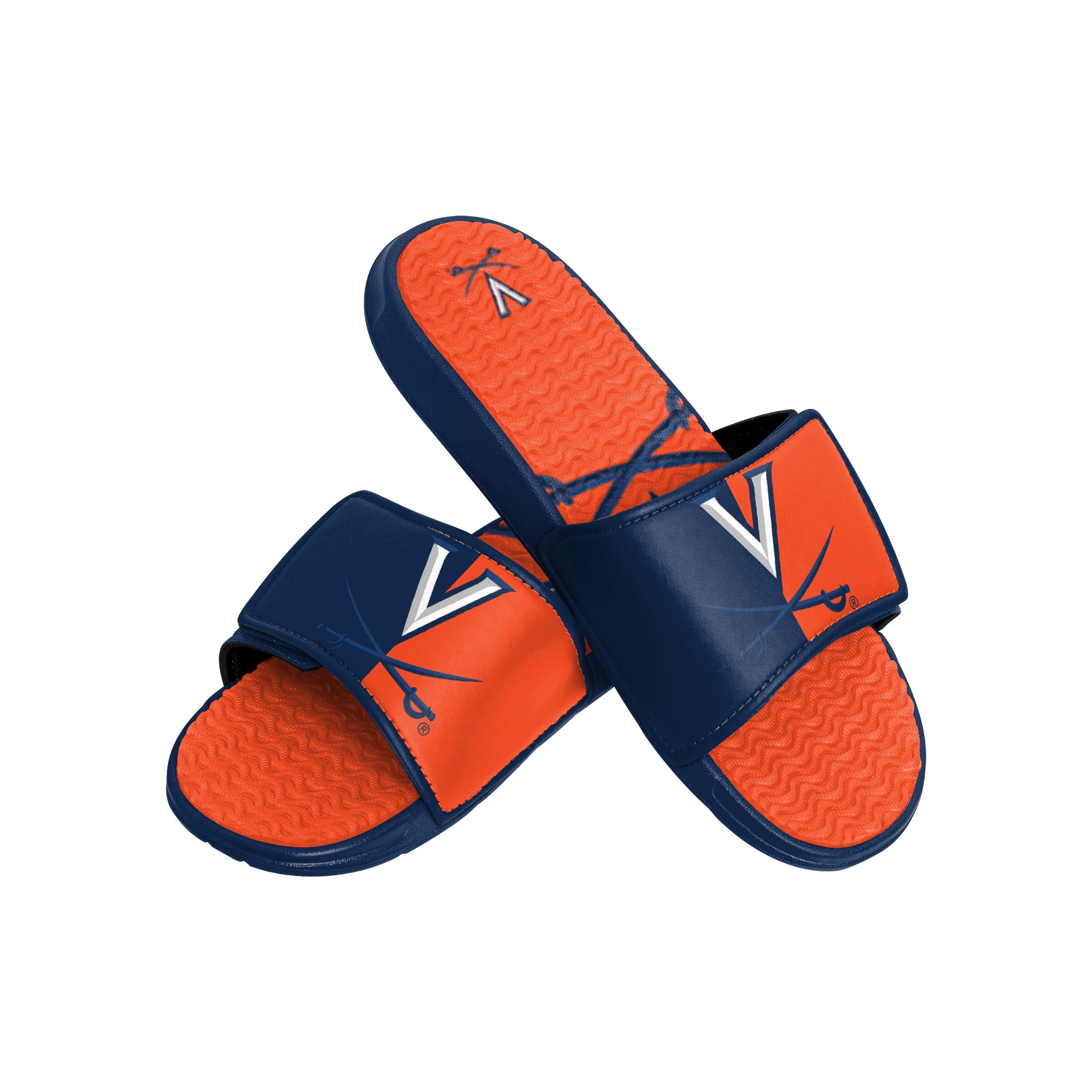 FOCO Virginia Cavaliers NCAA Mens Colorblock Big Logo Gel Slides - L