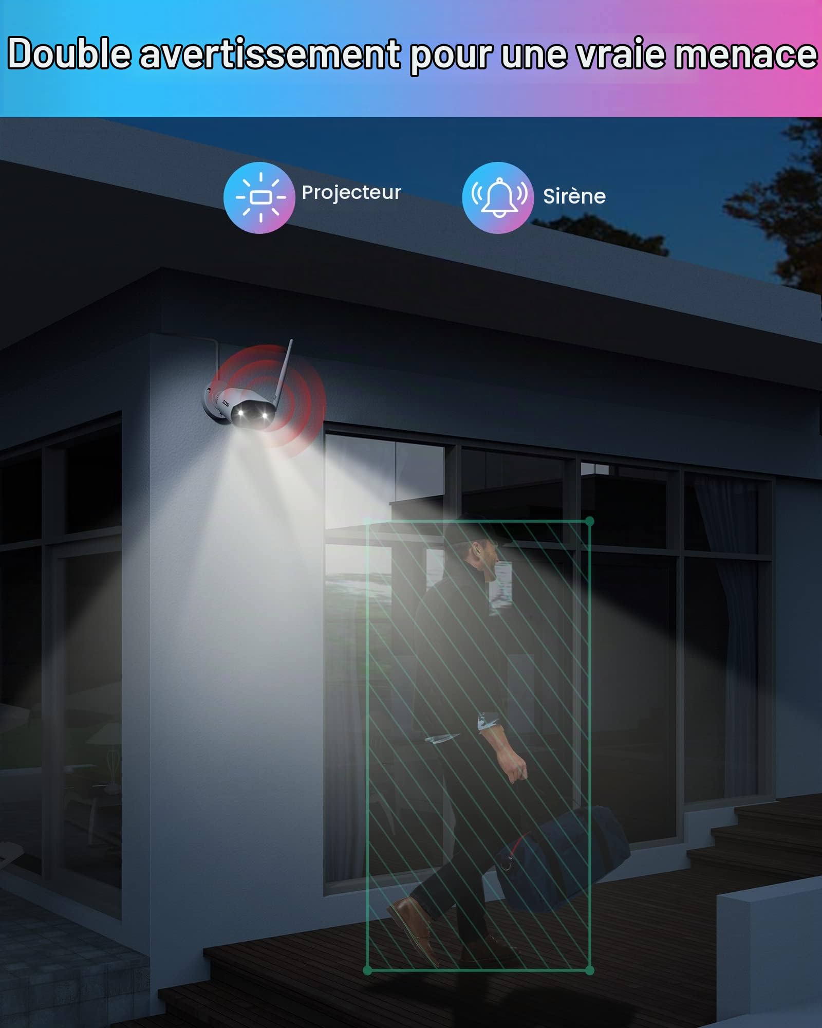 ZOSI C302 Caméra de Surveillance Extérieure WiFi, Non WiFi 6
