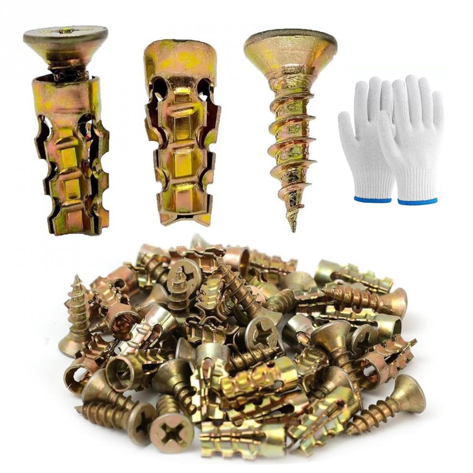 6×14mm Short Expansion Screw Set,Hinge Repair Screw Expansion Anchor,Door Hinge Thread Repair Screws, Heavy Duty Anchors and Screws for Plasterboard,Stone and Masonry (50PCS)