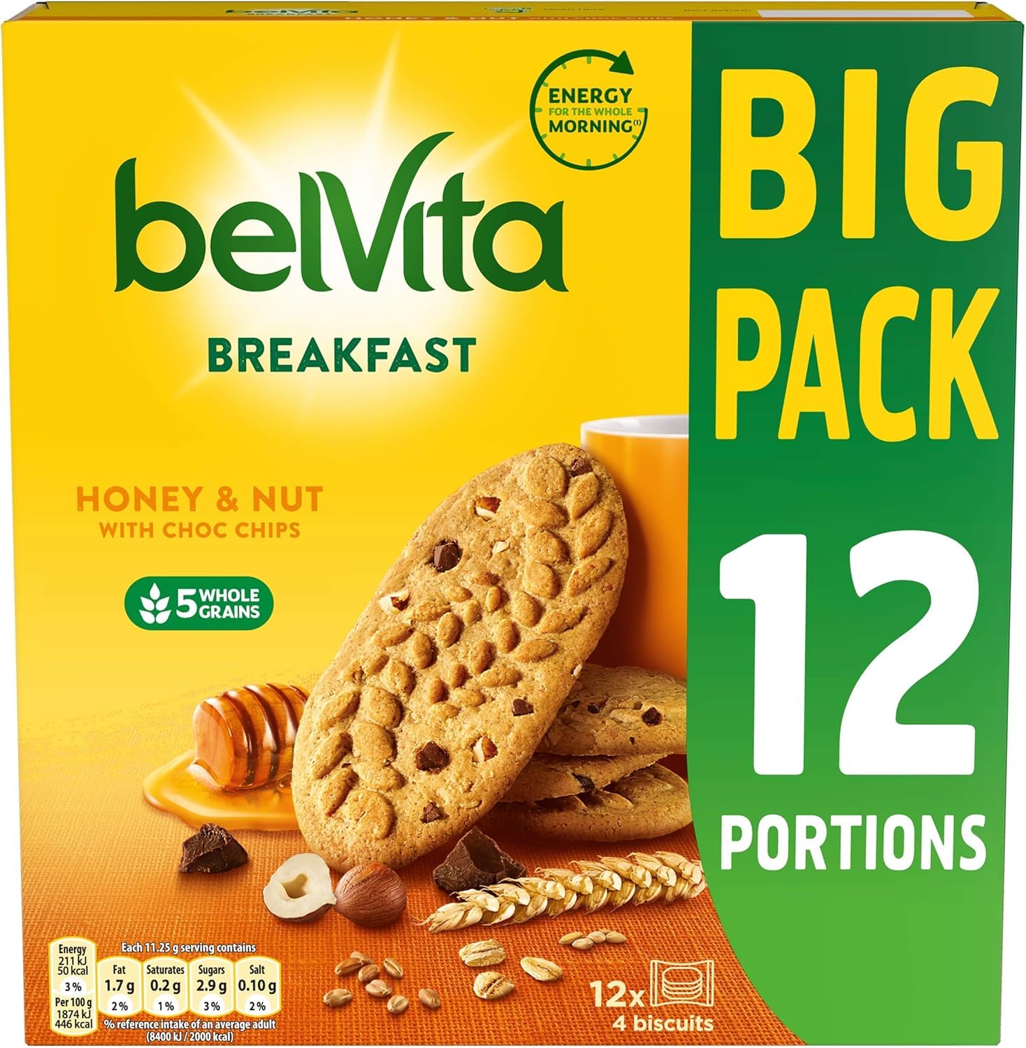 Belvita Breakfast Honey & Nuts with Choc Chips Biscuits, 540 g