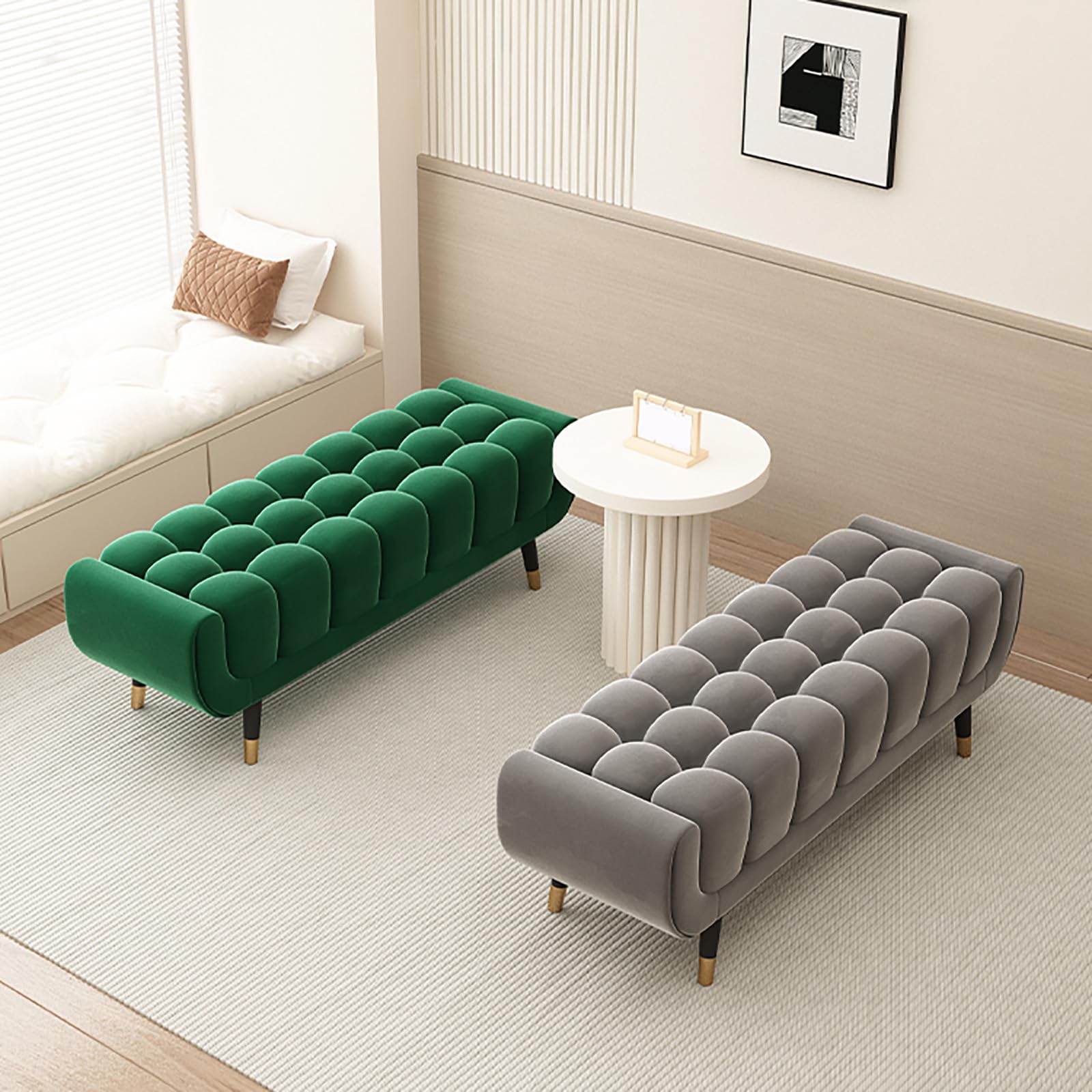 Sitzbank mit m segmentiertem Schaumstoff für Schlafzimmer Wohnzimmer Flur – 100 cm Fußbank ideale per Ankleidezimmer und Shops - Robusto e stilvoll.