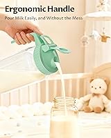 Vista 5 de Jarra de leche materna de vidrio de 64 onzas con tapa y boquilla de vertido, recipiente de almacenamiento de leche materna hermética de 2 cuartos