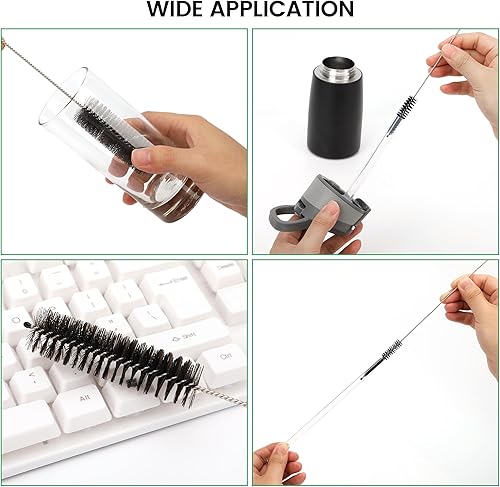 Miniatura 6 de Juego de 10 cepillos limpiadores de pajitas, juego de 10 cepillos para popotes extra largos de 10 pulgadas para vaso, taza para beber, botella de