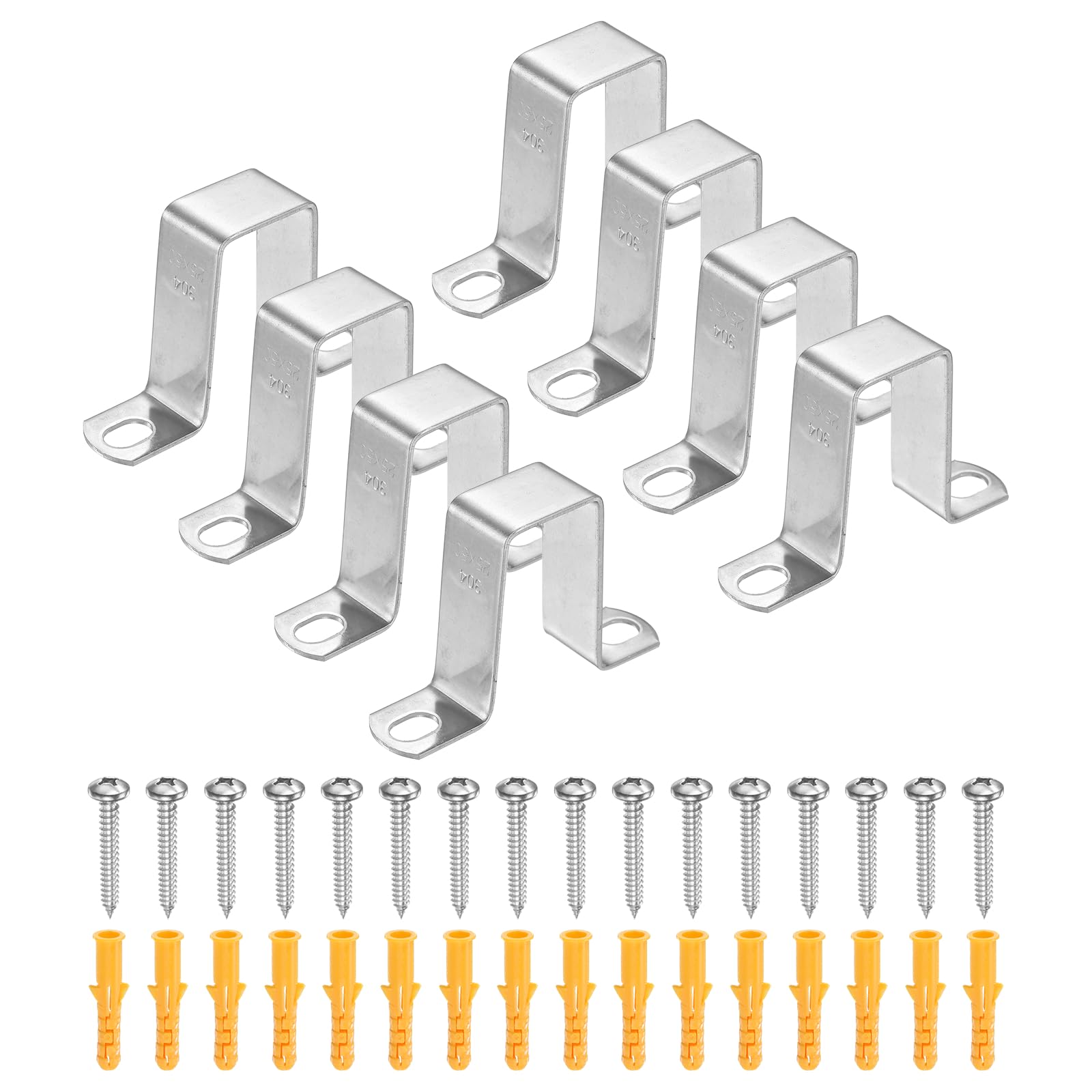 HARFINGTON 12 morsetti quadrati per tubi, 25 x 50 mm, in acciaio inox 304 | Morsetto a forma di U, staffa per connettore con fibbia a tubo quadrato con viti per tubo flessibile cavo recinzione ponte