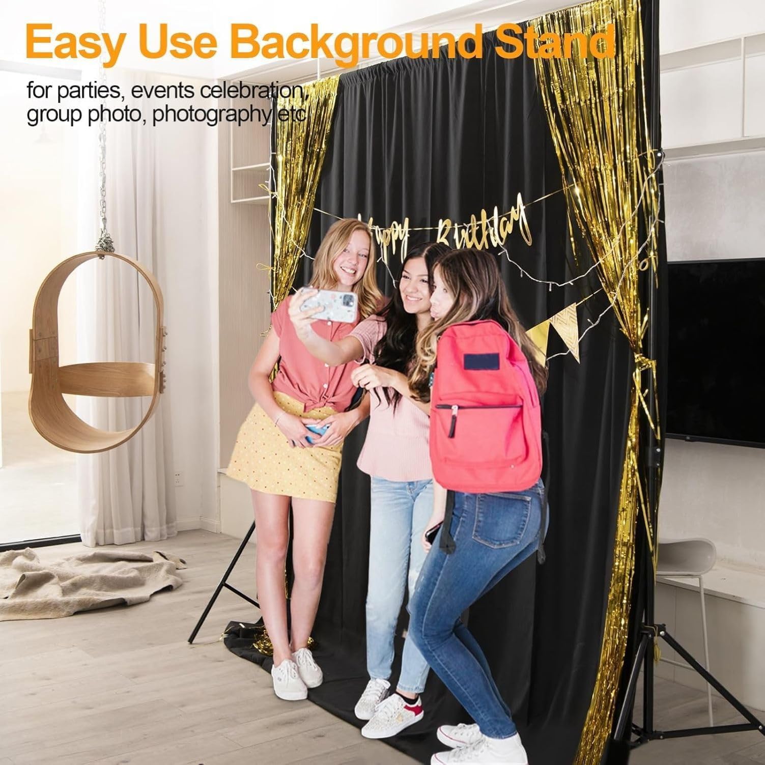 EMART Supporto di Fondo Fotografia 2,6 m x 3 m, Kit di Supporti di Fondale Regolabile per Studio Fotografico, Feste, Matrimoni