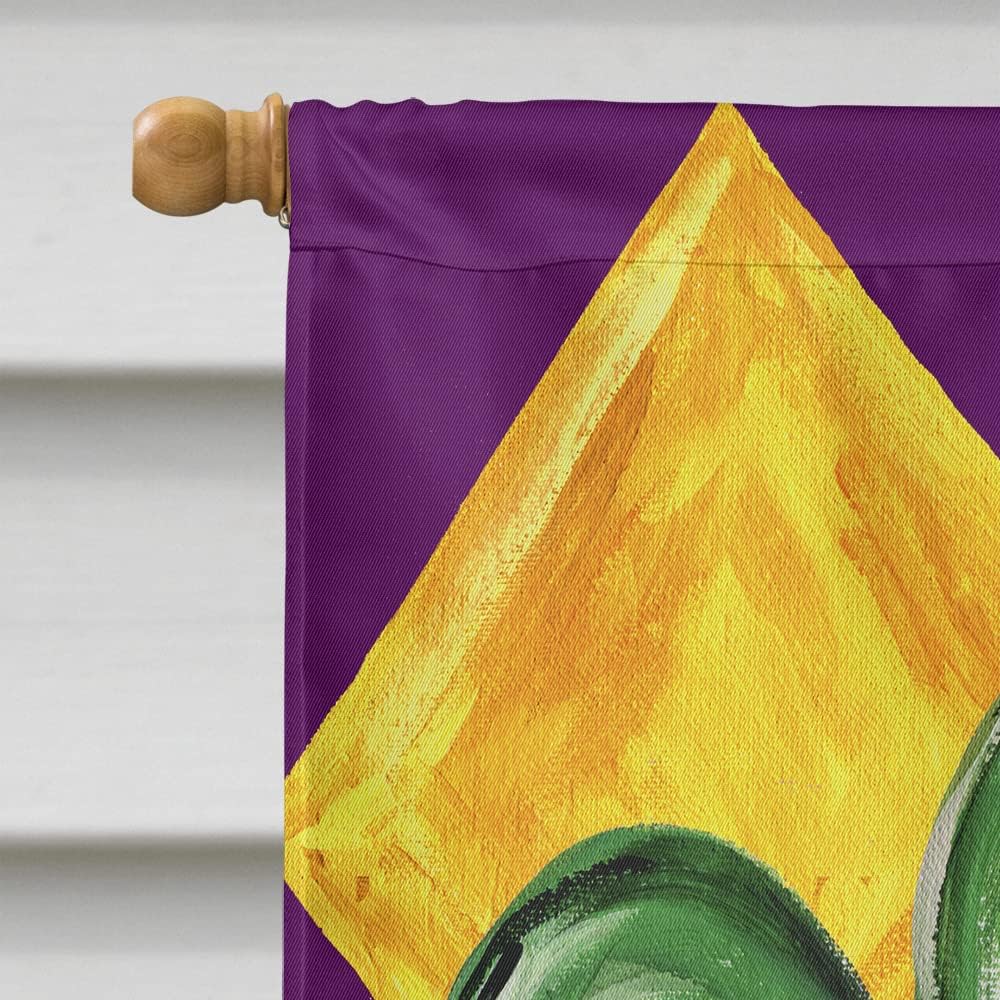 Caroline's Treasures 8133CHF Mardi Gras Fleur de lis Purple Green and Gold House Flag Large Porch Sleeve Pole Decorative Outside Yard Banner Artwork Wall Hanging, Polyester, House Size, Multicolor