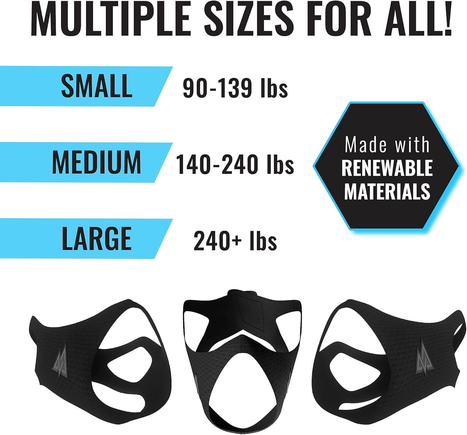 TRAININGMASK Training Mask - Workout Training Mask 3.0, Breathable Cardio Training Mask for Running, Cycling, and Exercise, Black Mask : Sports & Outdoors