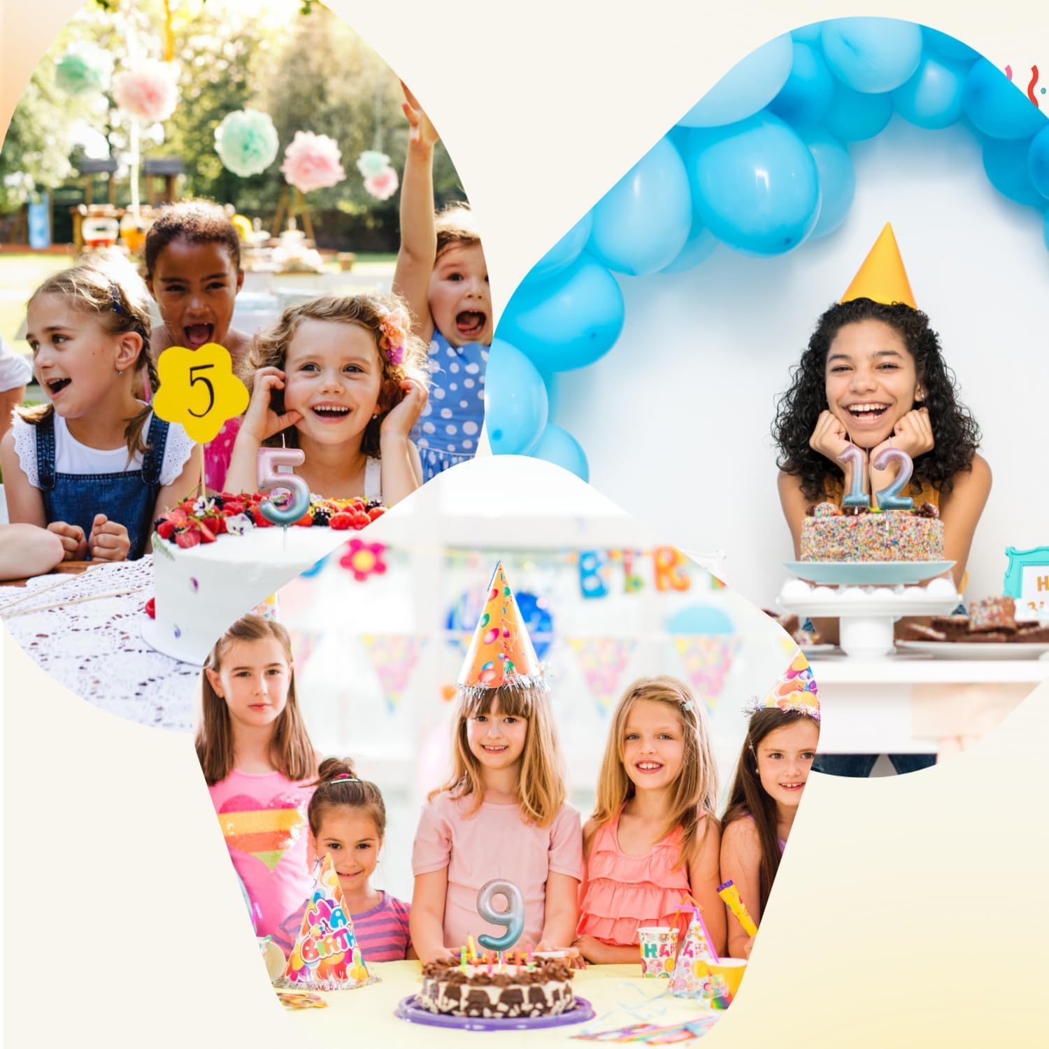 Ronoza® Candele di compleanno con numeri 5, candela Happy Birthday, numeri gradienti lettere, candela per torta, candela numerica per bambini compleanno