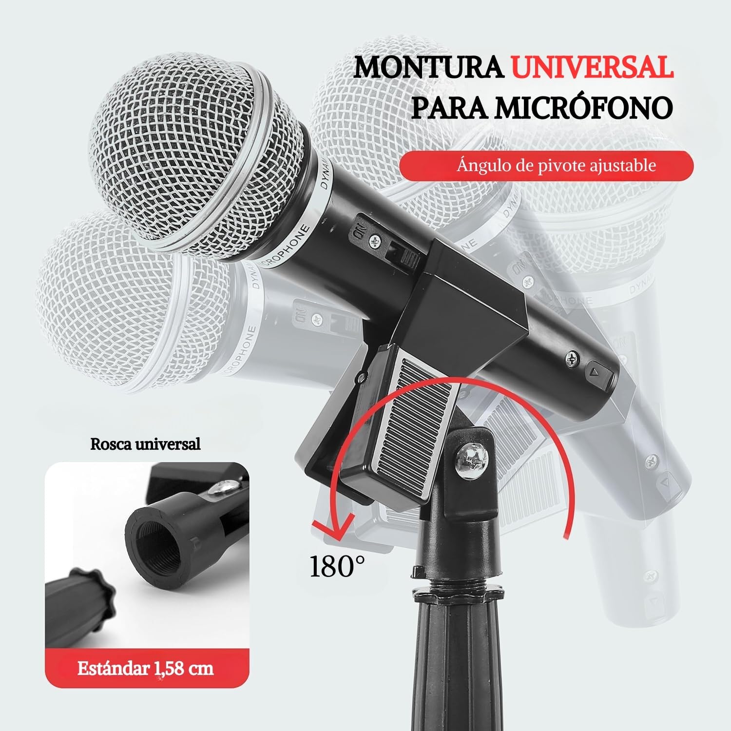 Pyle Pie de Micrófono, Soporte de Base Redonda Pesada Compacta. Altura Ajustable. Una Pieza (85 a 152 cms)