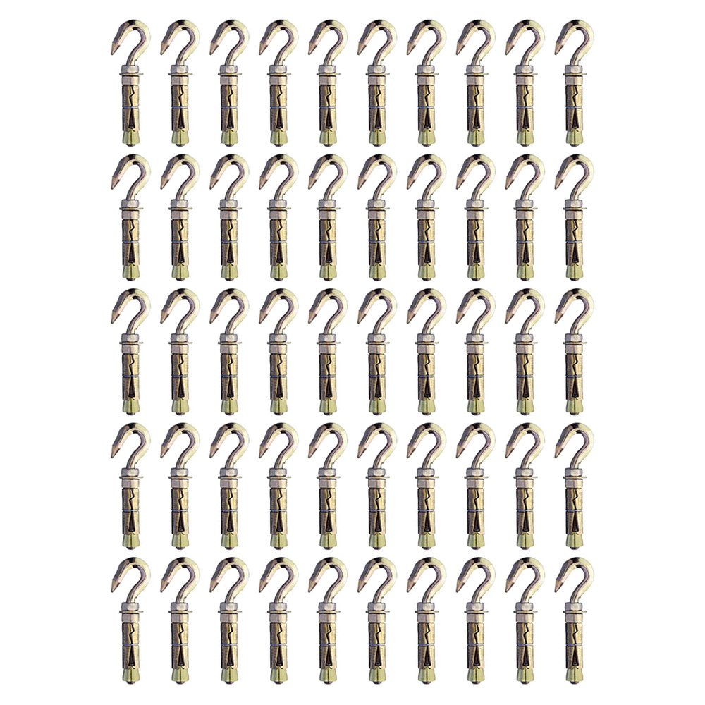 Charles Watson M8 Hook Bolt Shield Anchor Wall Fixing, 50 Pack