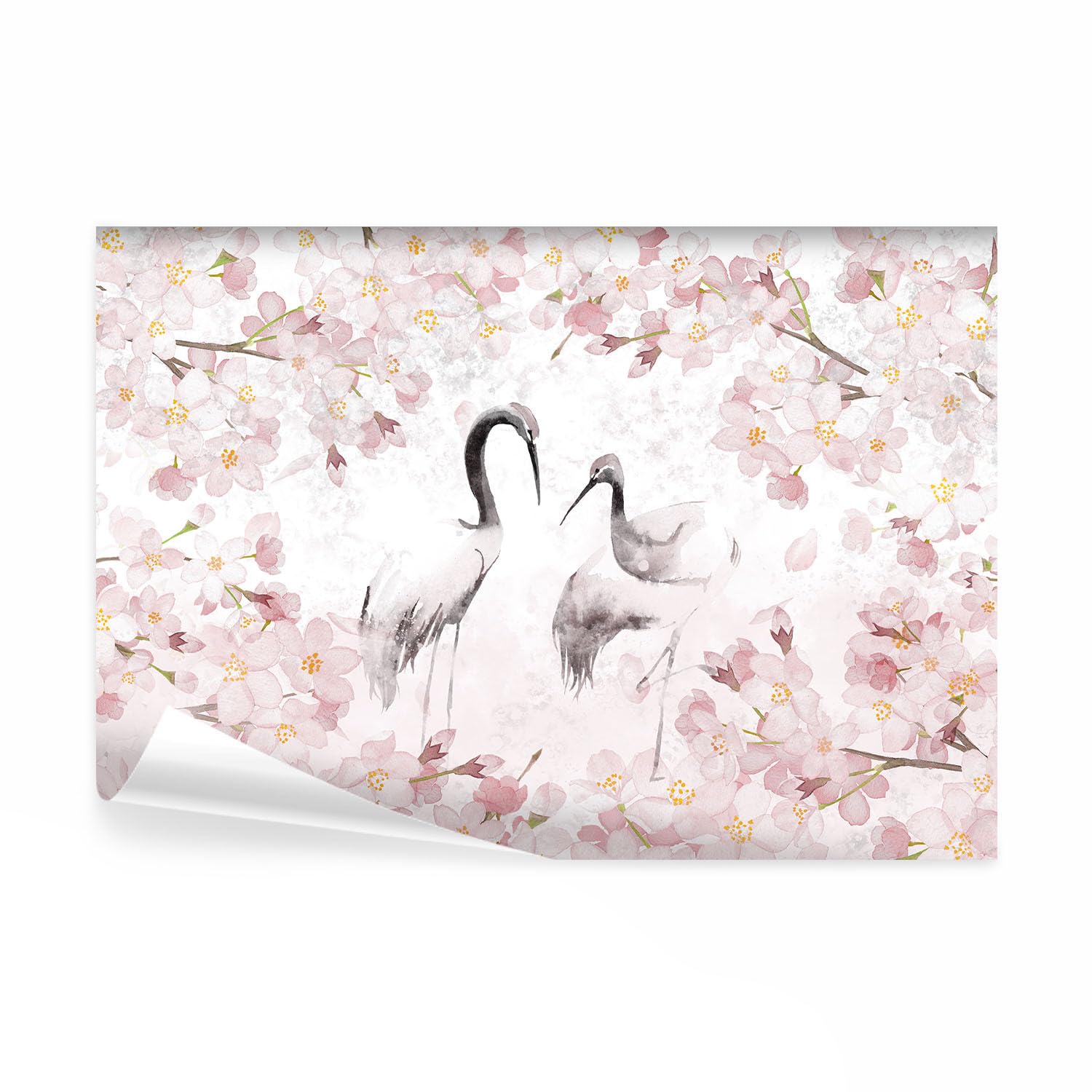 decomonkey Premium Fototapete Vögel, 350x256 cm, Blumen Pflanzen Rosa | Vlies, Schlafzimmer, Wohnzimmer, Tapete, Fototapeten, Tapeten, Vliestapete, Wandtapete, moderne, Wand, Wandbild