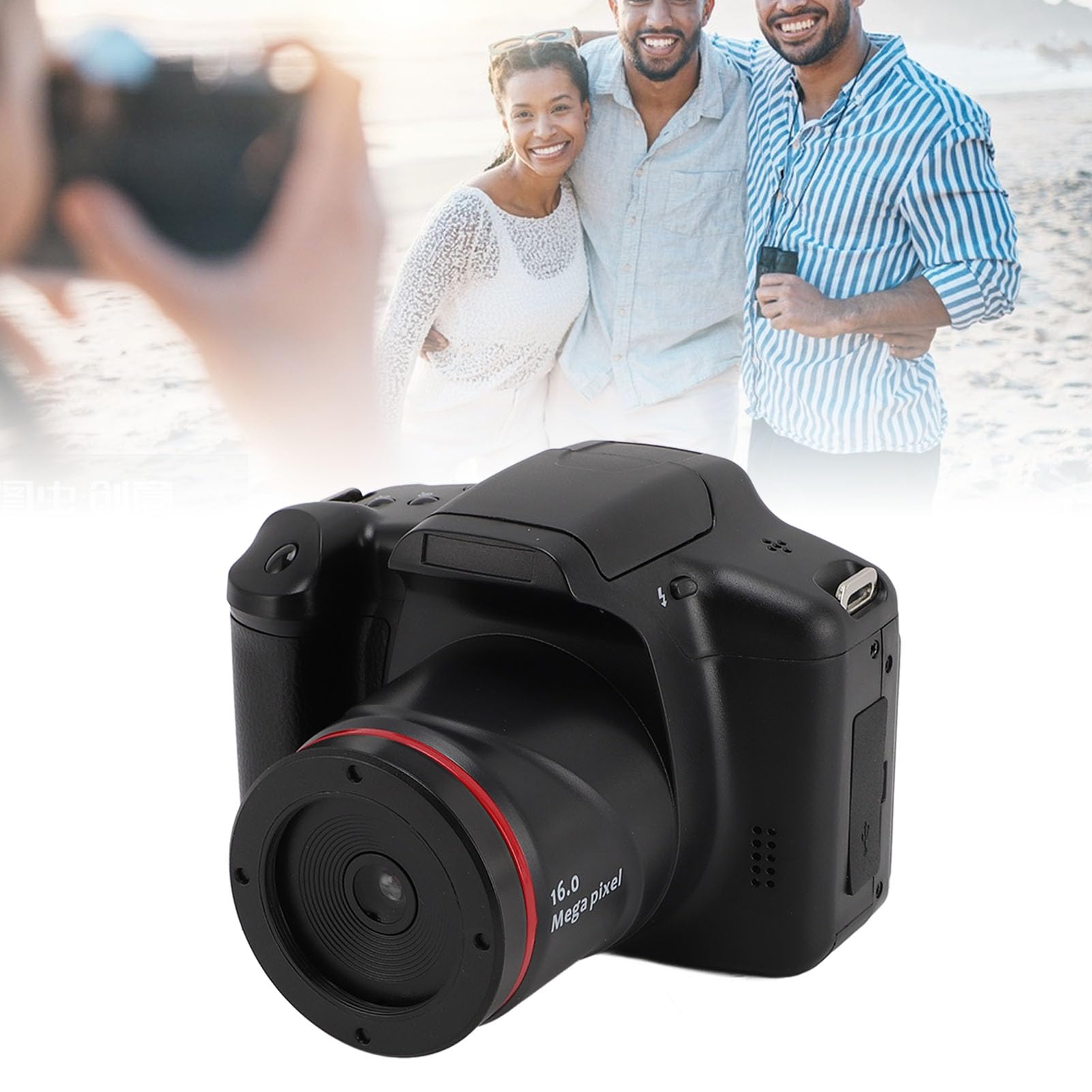 ASHATA Fotocamera Digitale 1080P per Fotografia, Fotocamera Digitale Compatta con Schermo Ribaltabile a 180 Gradi, Schermo da 2,4 Pollici con Zoom Digitale 16X HD 16MP, con Lente