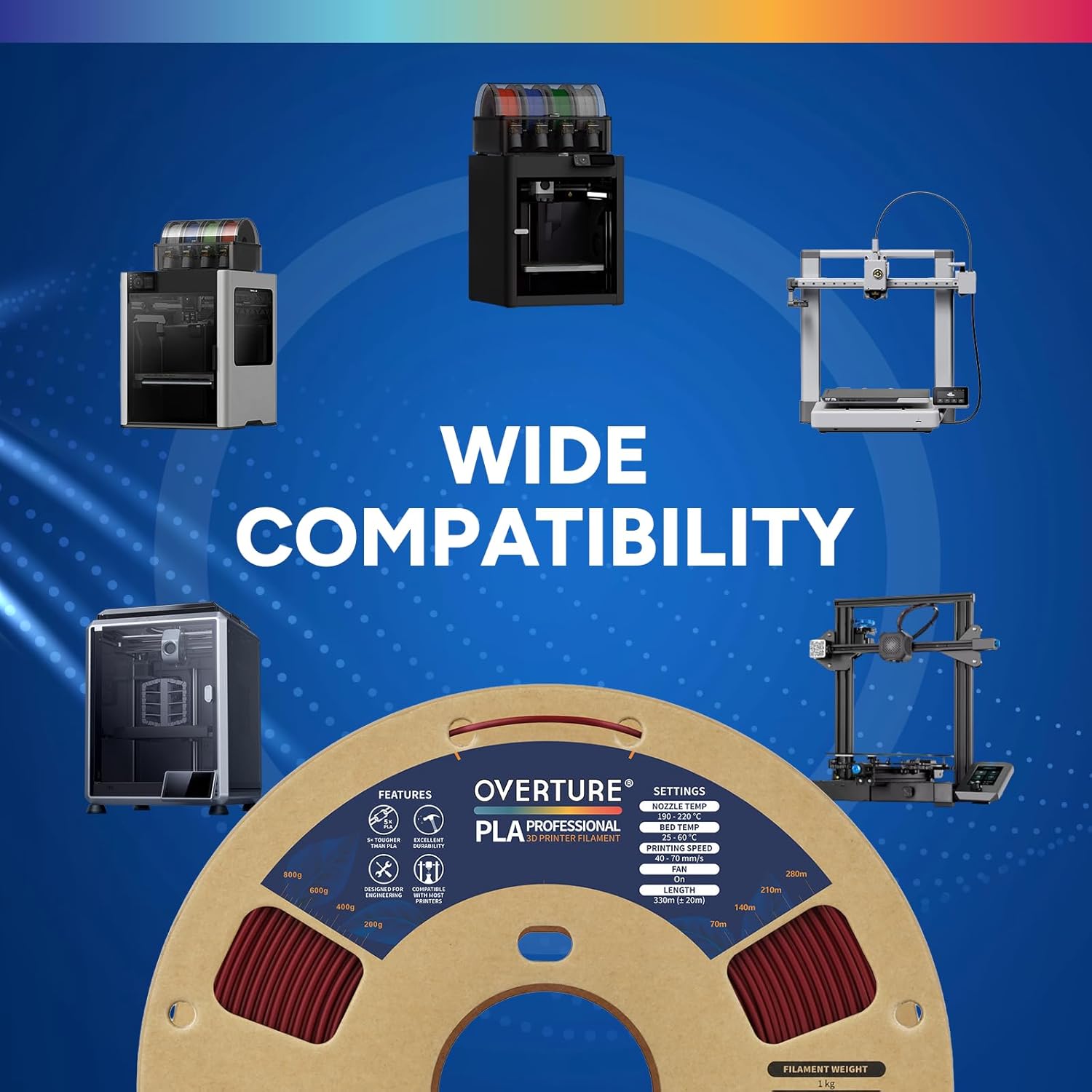 OVERTURE PLA Plus (PLA+) Filament 1.75mm, Stronger & More Durable, Professional Toughness 3D Printer Filament 1kg (2.2lbs), High Precision +/- 0.02mm, Tangle-Free(Wine) - Image 7