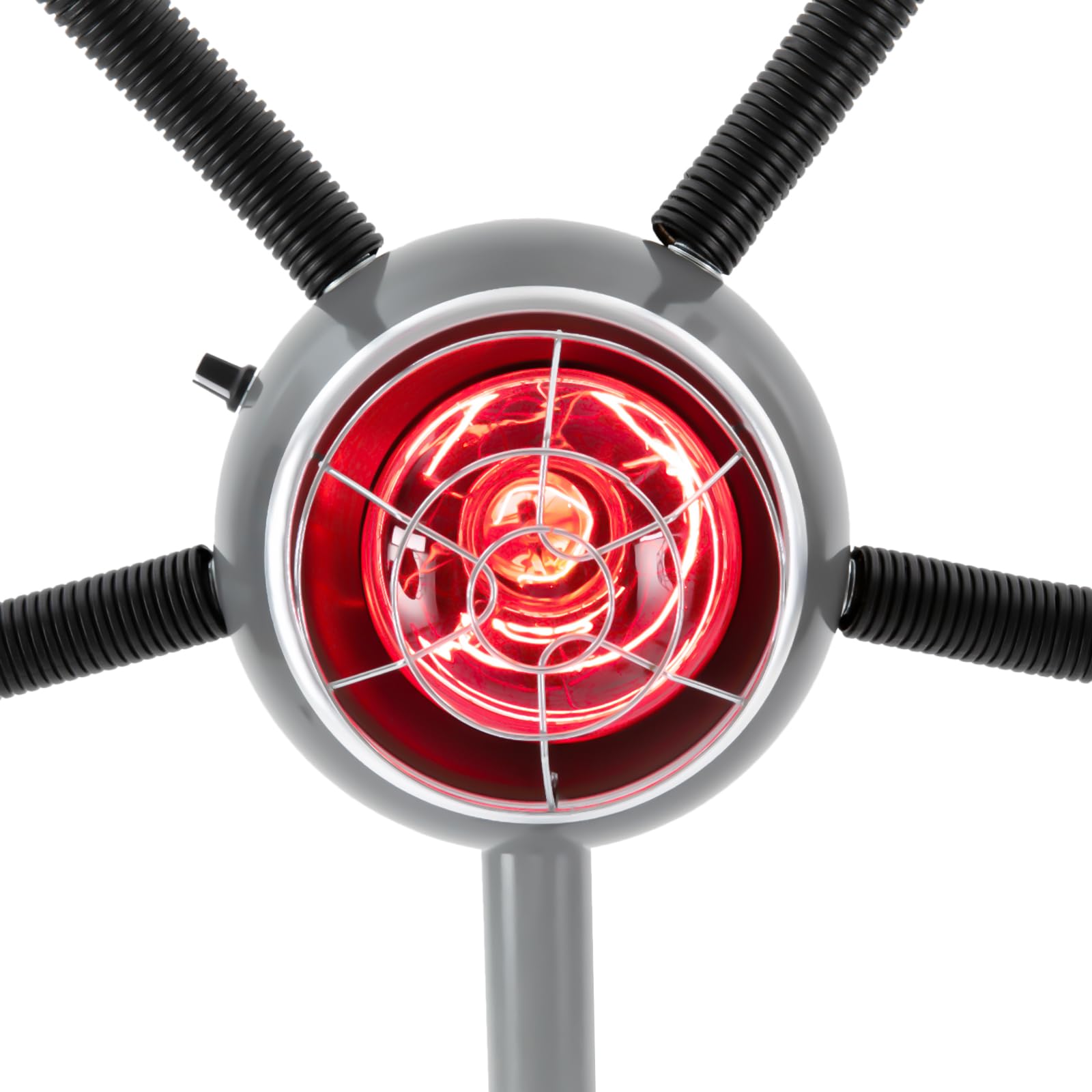 Lámpara calefactora infrarroja de 5 cabezas 750w con ruedas infrarrojas calor lámpara salón calentador de pelo altura ajustable para cuidado capilar (gris plateado)
