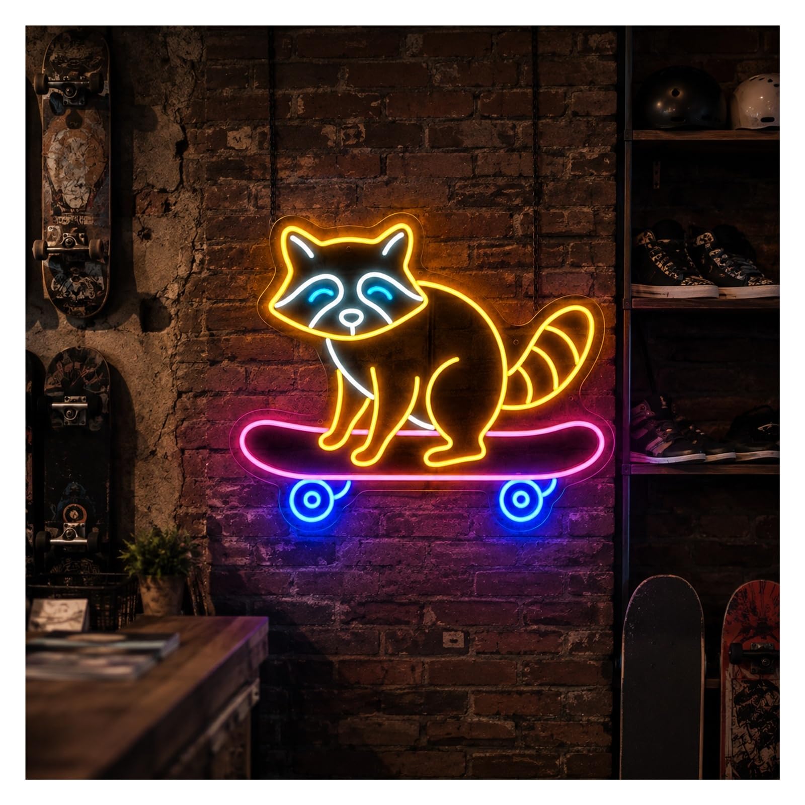 XENITE Luci al Neon Da Parete Insegna Al Neon Di Procione Skateboard