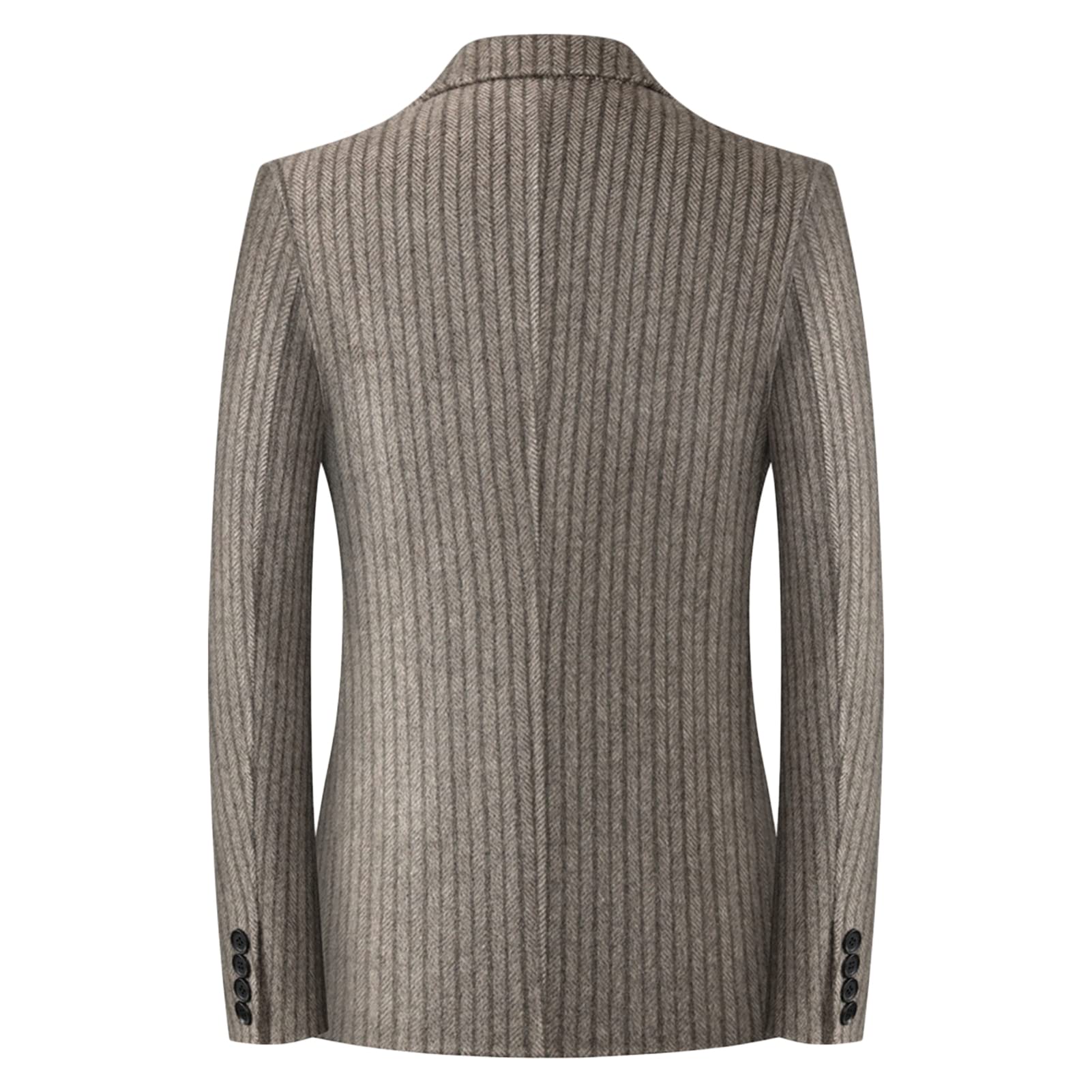 Men's Vintage Wool Blend Blazer 2 Button Casual Pinstripe Sports Coat Basic Striped Slim Fit Business Suit Jacket (Khaki,3X-Large)