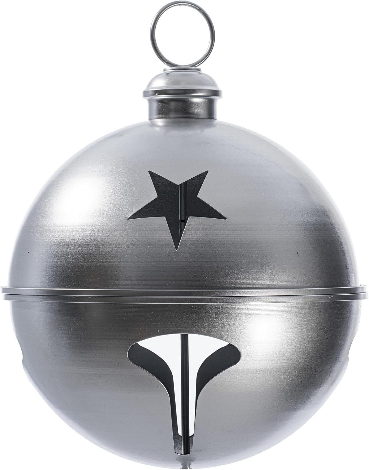 Vickerman 18" Silver Iron Bell Ornament - Timeless Charm with Matte Silver Finish, Traditional Design, Indoor or Covered Outdoor Use, Durable Iron, Disassembles for Efficient Storage, Simple Assembly