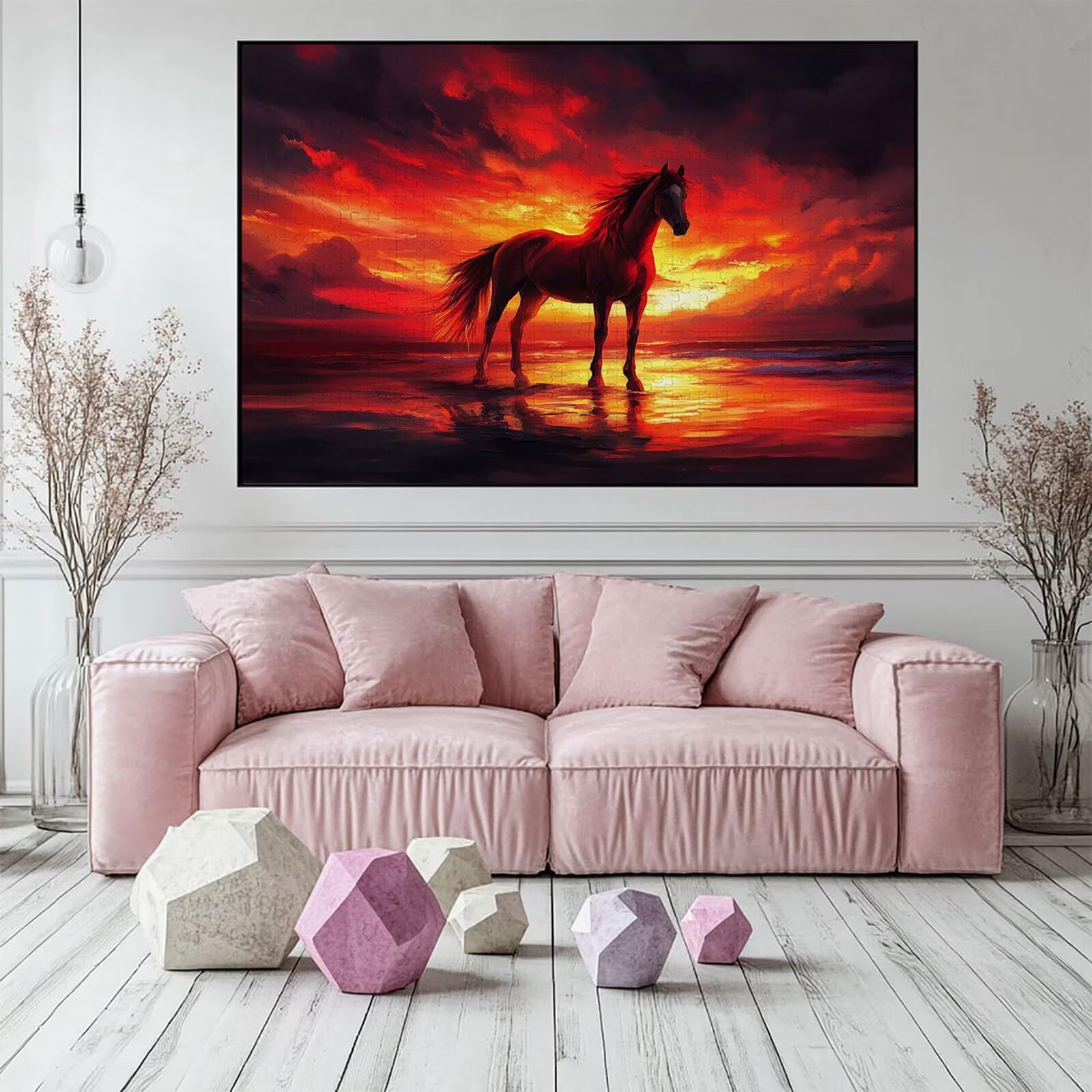 Puzzle 2000 elementów koń puzzle dla dorosłych plaża 100 x 70 cm unikalne rzemiosło klasyczne drewniane układanka 3D do rodzinnych gier aktywnych, układanka do samodzielnego wykonania nawet do