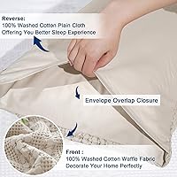 Vista 18 de PHF Fundas de almohada 100% algodón con tejido de gofre de 24 x 24 pulgadas, paquete de 2 fundas cuadradas para decoración elegante del hogar, sin