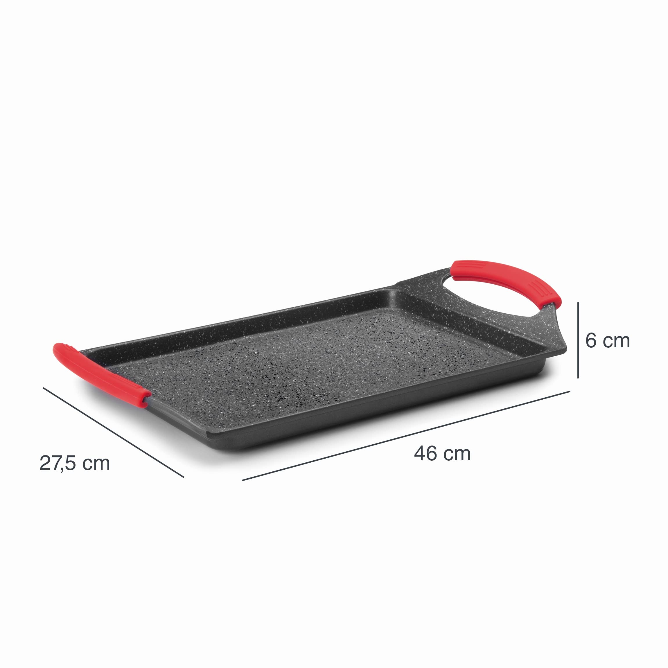 Lacor 24135 - Griglia in pietra ecologica liscia, nera, 33 x 25 cm | Utensile professionale duraturo; progettato per prestazioni ottimali e una pulizia rapida in lavastoviglie