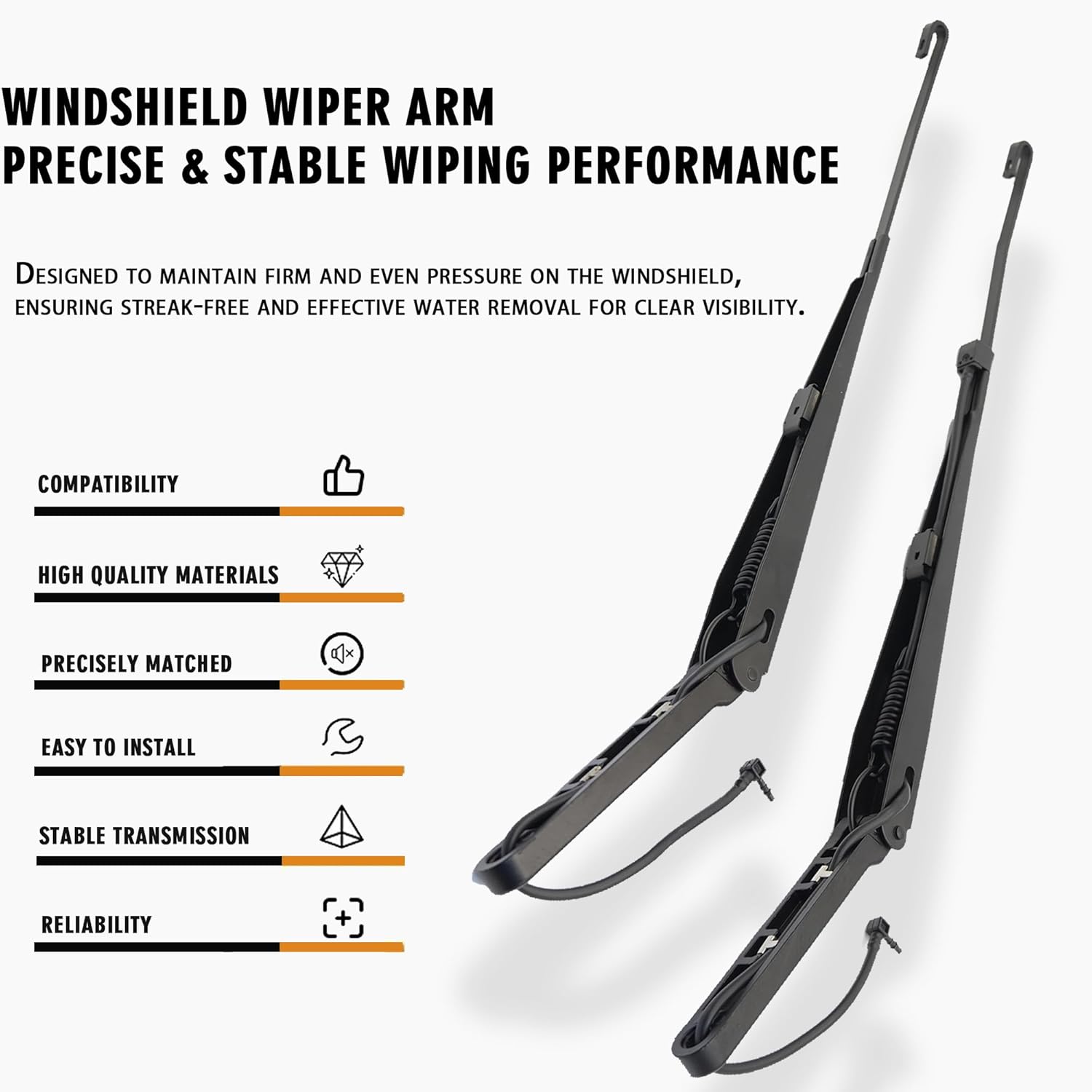 1 Pair Front Windshield Wiper Arm Kit Fits Compatible with 2002-2007 Chevrolet Silverado Avalanche Suburban Tahoe GMC Sierra Yukon Cadillac Escalade Replaces OE 42694 42547 15829647 15829648