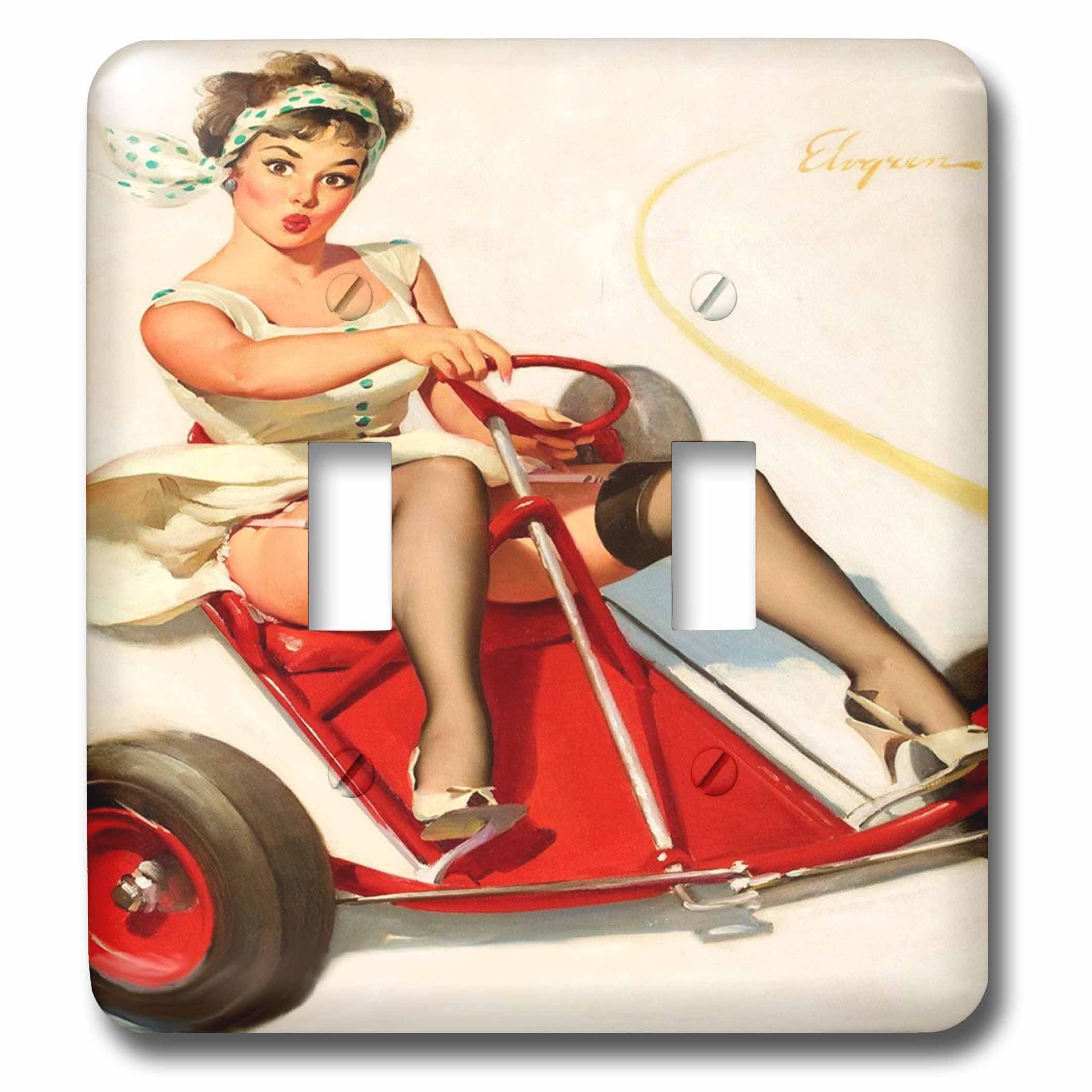 Impression de Pinup Elvgren double interrupteur à bascule pour décoration de salon rétro