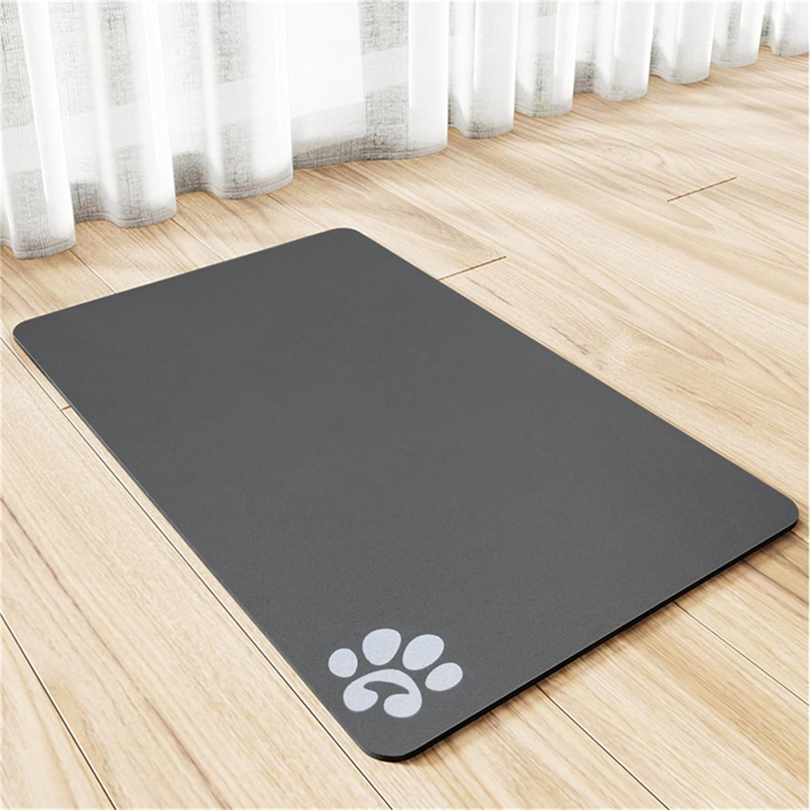 FANSU Simple Elegant Pet Food Mat, Absorbent pet Mats for Food Bowls, Universal Feeding Mat Water Proof Non Slip Dog Slow Feeder Mat for Dogs and Cats Food Water Bowls (Dark Gray,40x120cm)