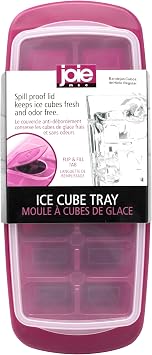 Joie Ice Cube Tray with Lid   Stackable Freezer Tray for Easy Ice Cube Storage, Assorted Colors, 1 Count