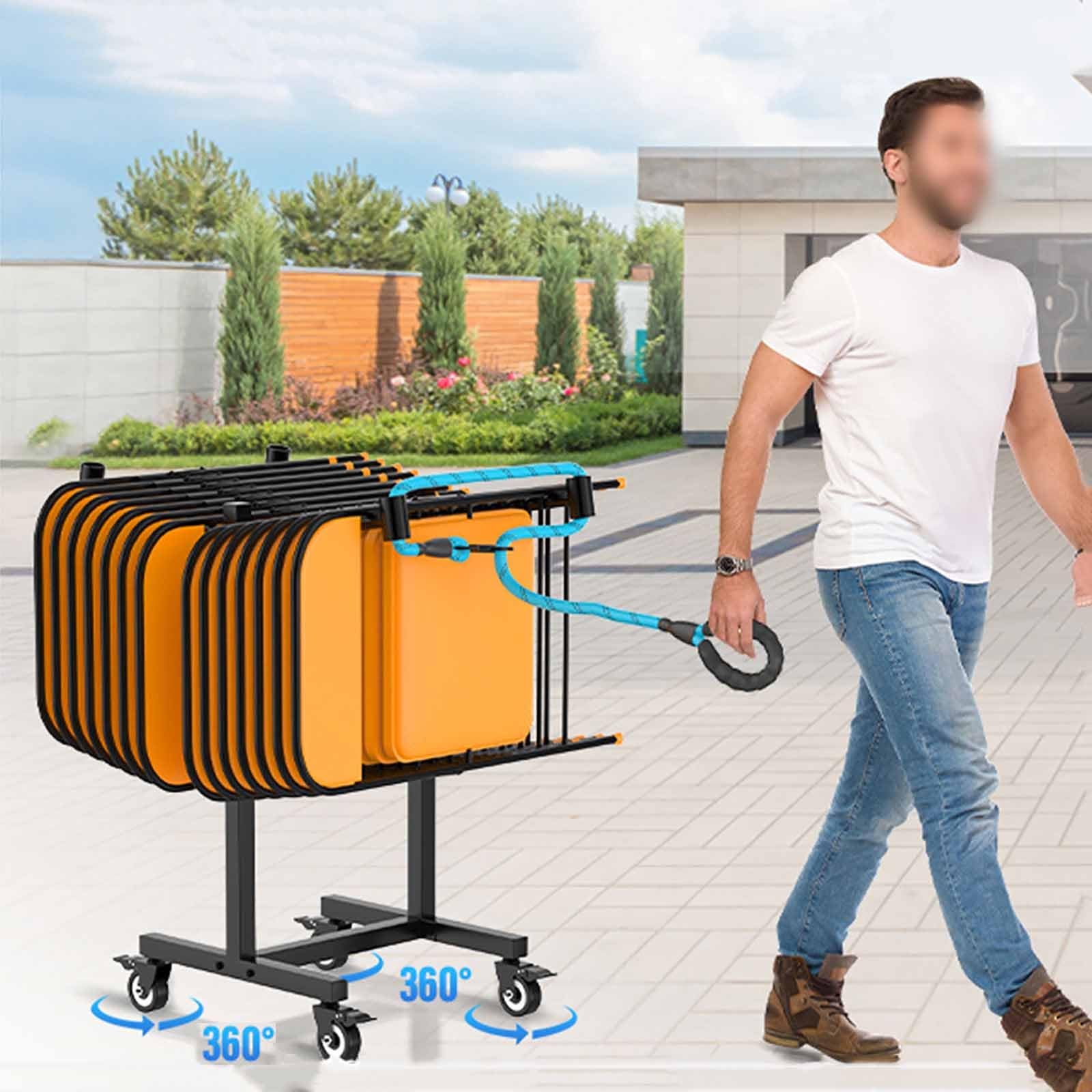 Plegable Resistente para sillas con Ruedas con Bloqueo de 360° Capacidad para 12 sillas para facilitar su Transporte y Almacenamiento.
