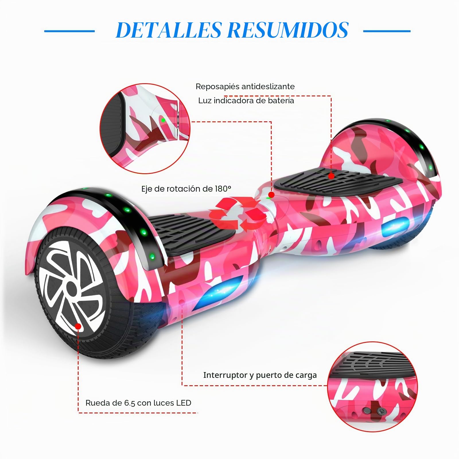 SISIGAD Hoverboard Go Kart Combo, Hoverboards con asiento, 6,5 pulgadas autobalancing Scooter with Bluetooth LED Lights, Go Karts Hover Board for Kids