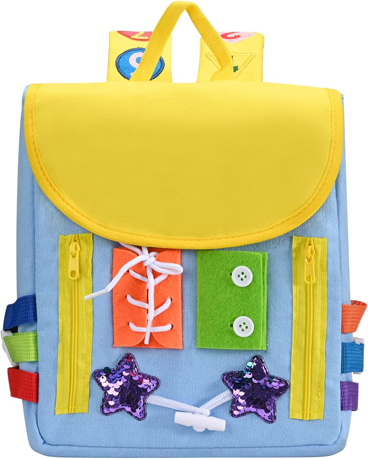 Do-Electr Mochila Infantil Kindergarten, Mochilas de Juguete, Entrenamiento de Habilidades para la Vida Diaria para Niños, Cremallera para atar Cordones de Zapatos Mochila para 2-6 años