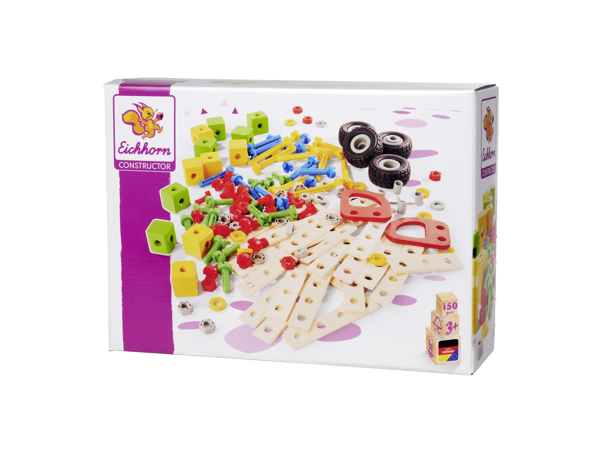 Eichhorn - Constructor Expansion Set, Construction Toy with 150 Pieces, Versatile Wooden Toy, Made of 100% FSC Certified Beech Wood, from 3 Years