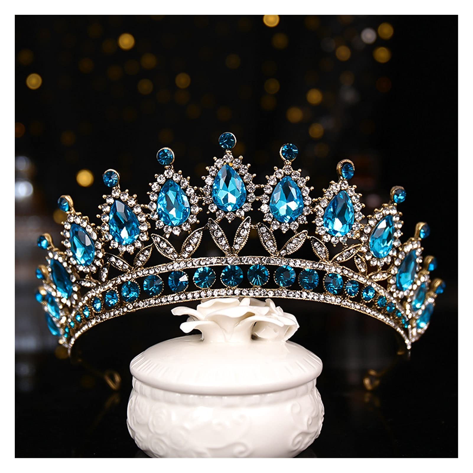 Rhinestone Kryształ Tiara Diadem Królowa Korona Księżniczka Tiary Bridal Biżuteria Do Włosów Wesele Akcesoria Do Włosów Kobiety Chluba Tiara (Kolor Metalu: Czarny Gun Plated)