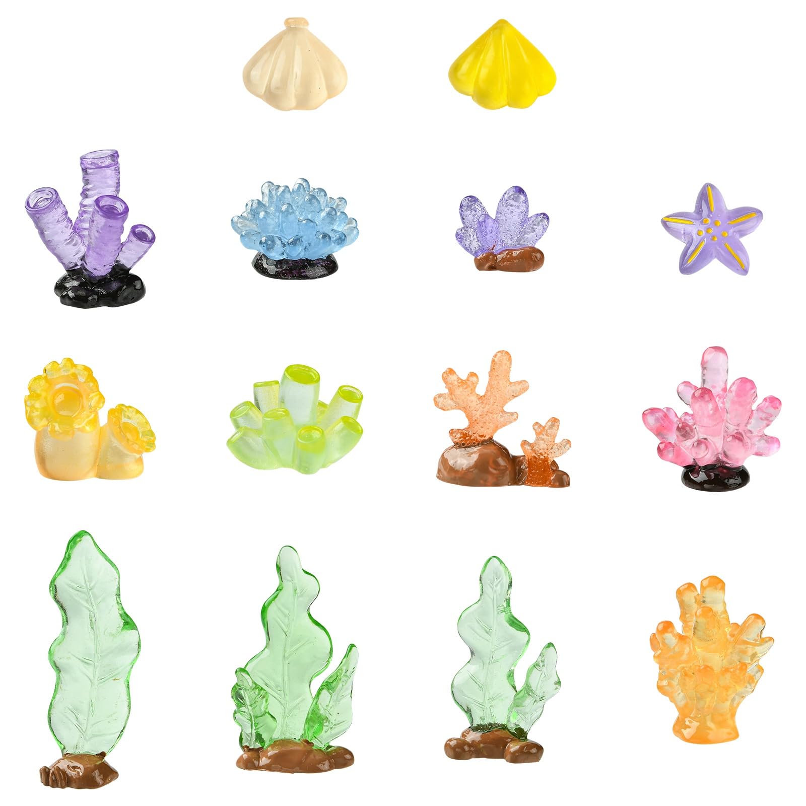 KitBeads 28Pcs 14 Styles Mini Coral Seagrass Plant Landscape Ornament Resin Marine Mermaid Display Figurines for House Home Office Desk Decor