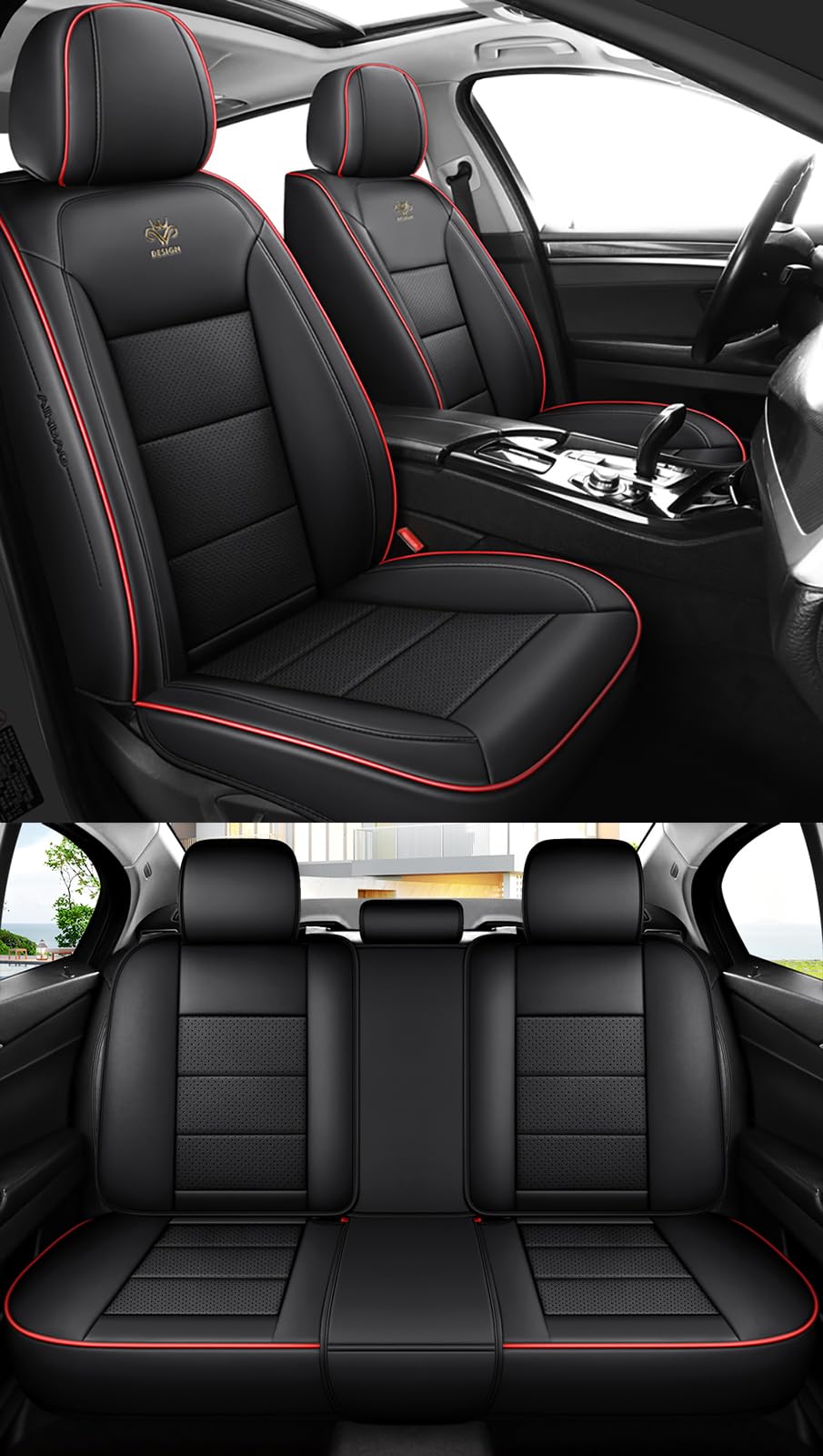 Autositzbezüge Komplett Set Universal in Premium Design | Schonbezüge für Peugeot 208 3008 | Wasserdicht Sitzbezug | Auto Sitzbezüge Airbag Geeignet Schwarz