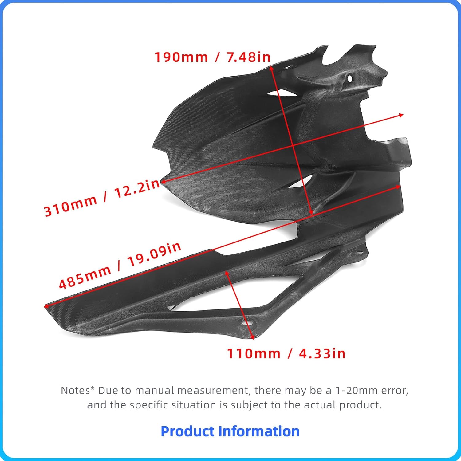 Motorcycle Rear Fender Mudguard Fender Guard Compatible With Kawasaki ZX-4R ZX4R ZX-4RR ZX-25R, 2019-2022 2023 2024 2025 Chain Fairing Cover Fender Eliminator Kits (Carbon Fiber Look, Rear Fender)