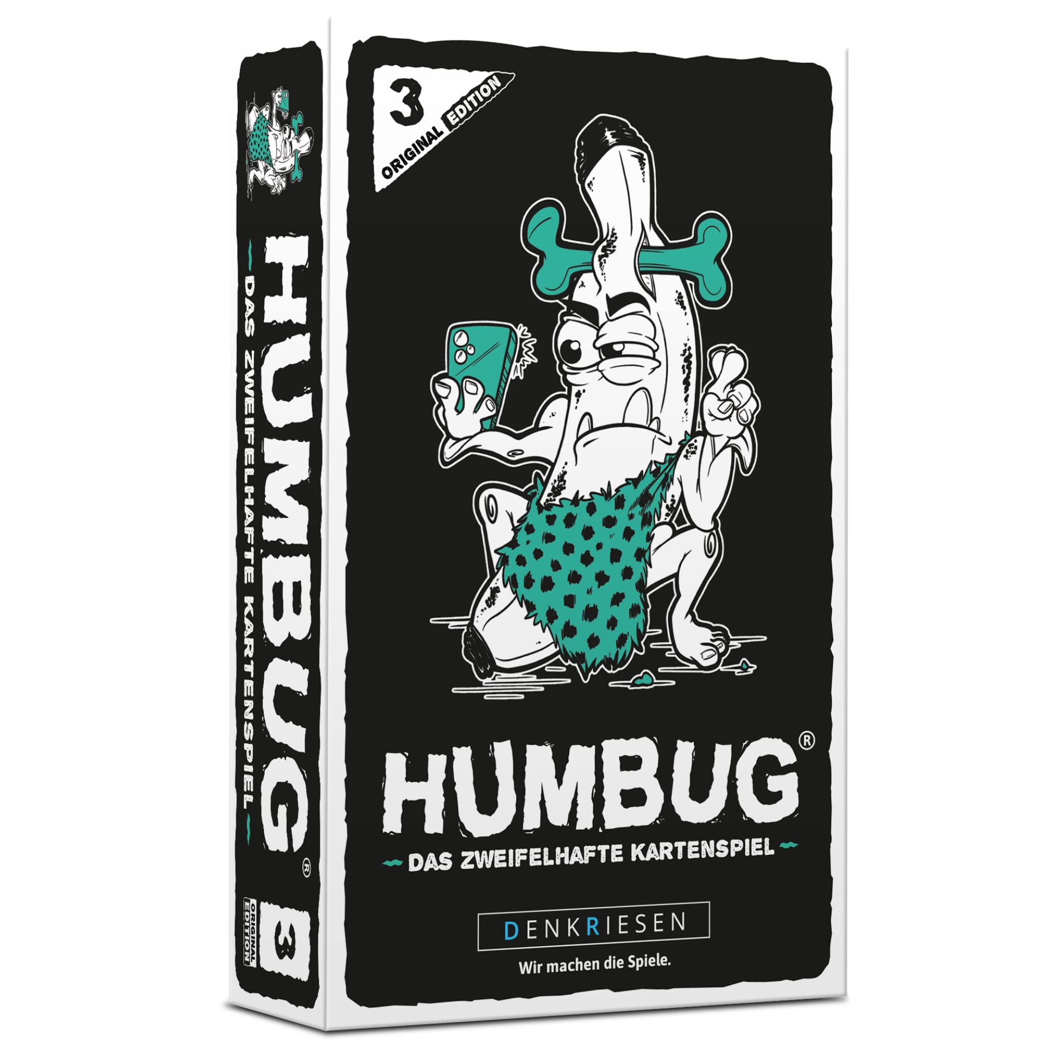DENKRIESEN - Humbug® – Original Edition Nr. 3 | Ratespiel | Ab 10 Jahren | 3-8 Spieler | Partyspiel | Familienspiel | Täuschen, Raten, Bluffen und Wetten | Lustiges Kartenspiel für Jede Party