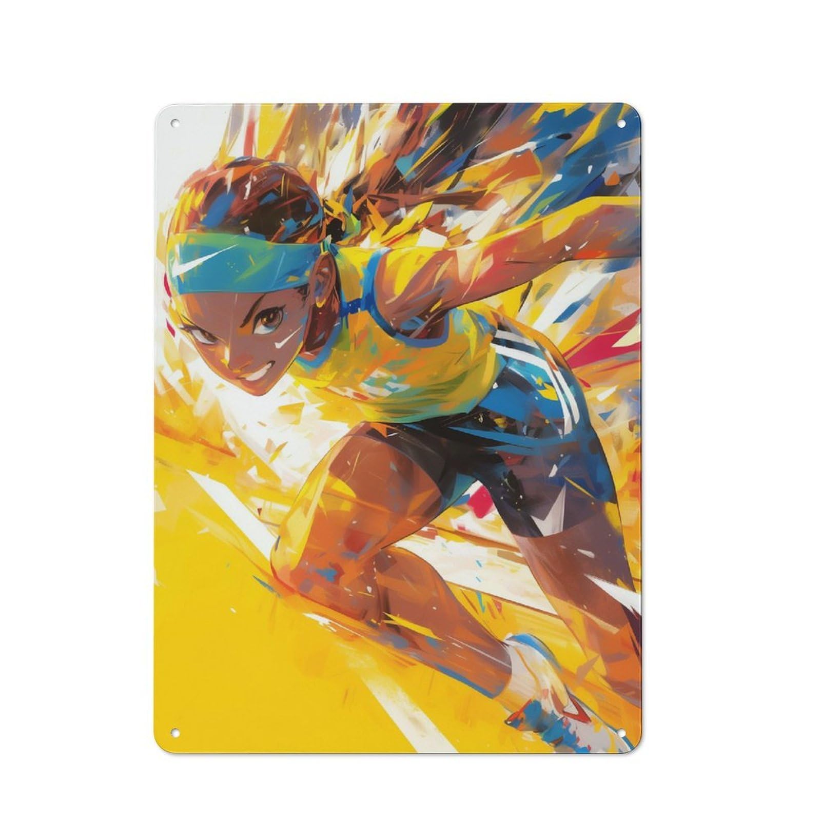 Bistro Style Athlete in Motion Decorative Metal Plaque 40x30cm, Bistro Wall Plaque for Tea Room, Shop Wall Or Breakfast Area