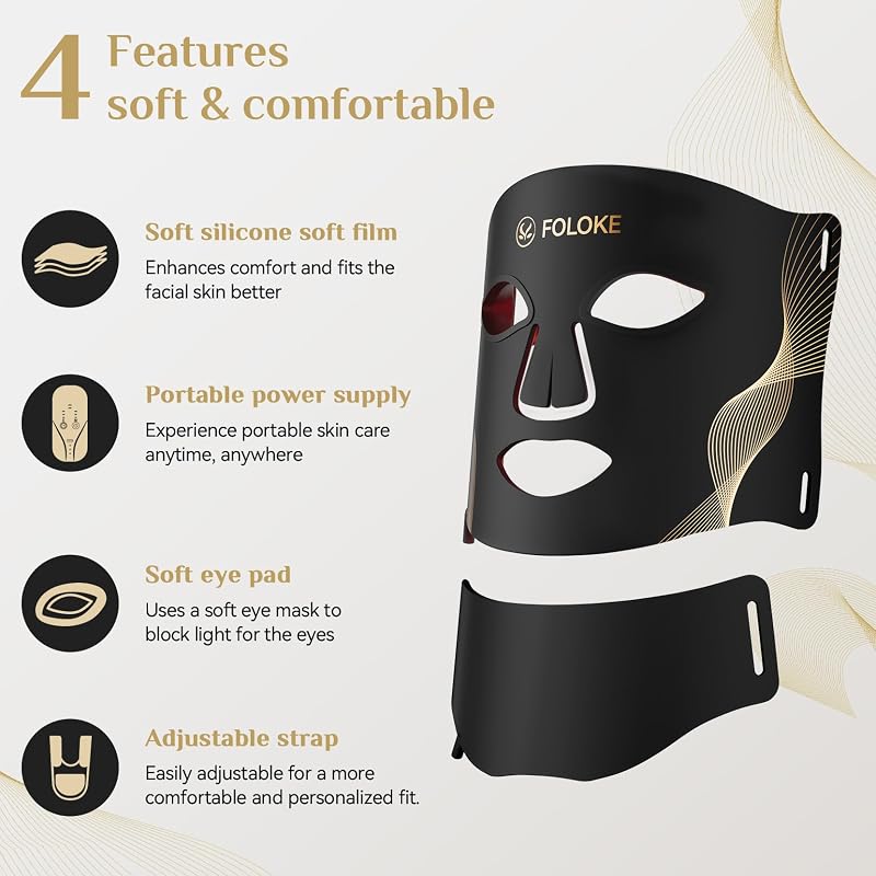 Red Light Therapy for Face, LED Light Therapy Mask Skin Care Mask & Neck, LED Red & NIR Light Therapy Wavelength for Home Use, Working Travel Yoga Sleep image 5