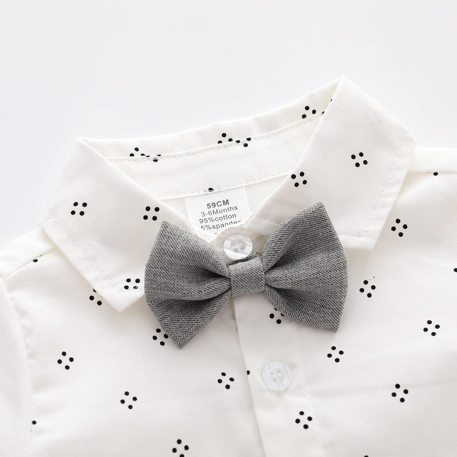 Boarnseorl Baby Toddler Boys Short Sleeves Button Down Shirt with Bow Tie
