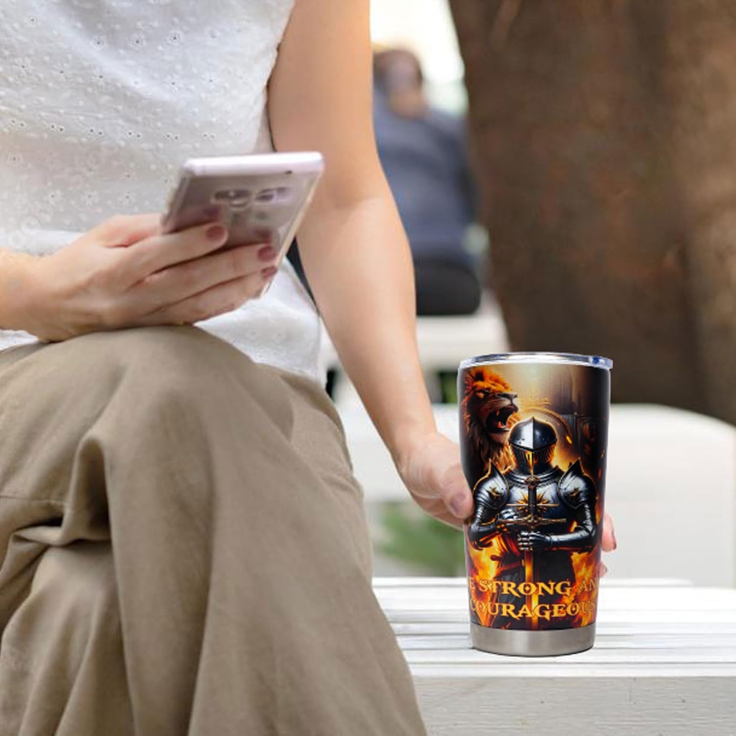 20 Oz Stainless Steel Tumbler, Double-Layer 304 Vacuum Insulated Cup | Leak-Proof Lid Reusable Insulated Mug with Straw, Keeps Hot and Cold for Home, Office, Travel and Car (Knight) - Image 9