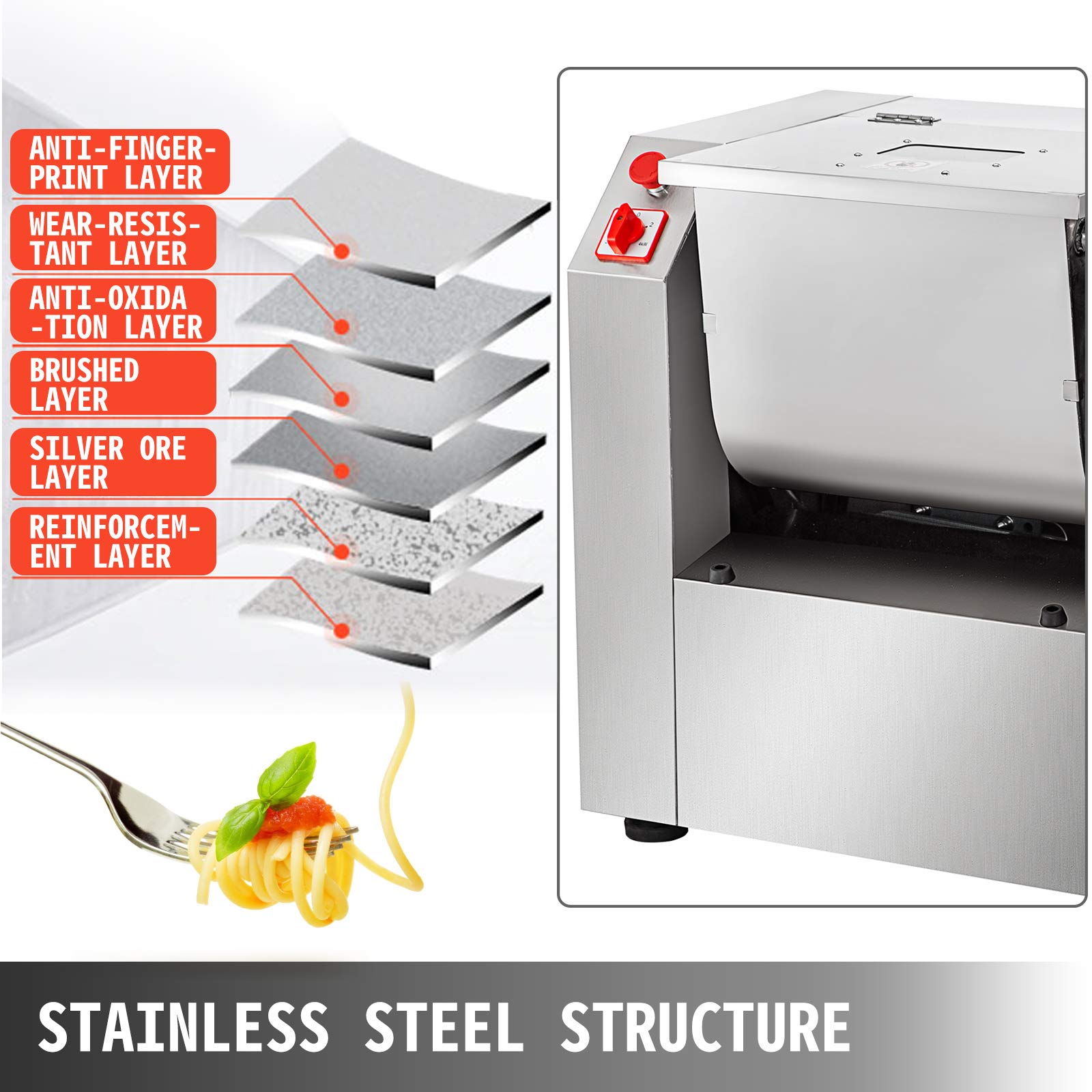 Buy VEVOR 110V Commercial Dough Mixer 15 KG Kneading Capacity 30 Qt