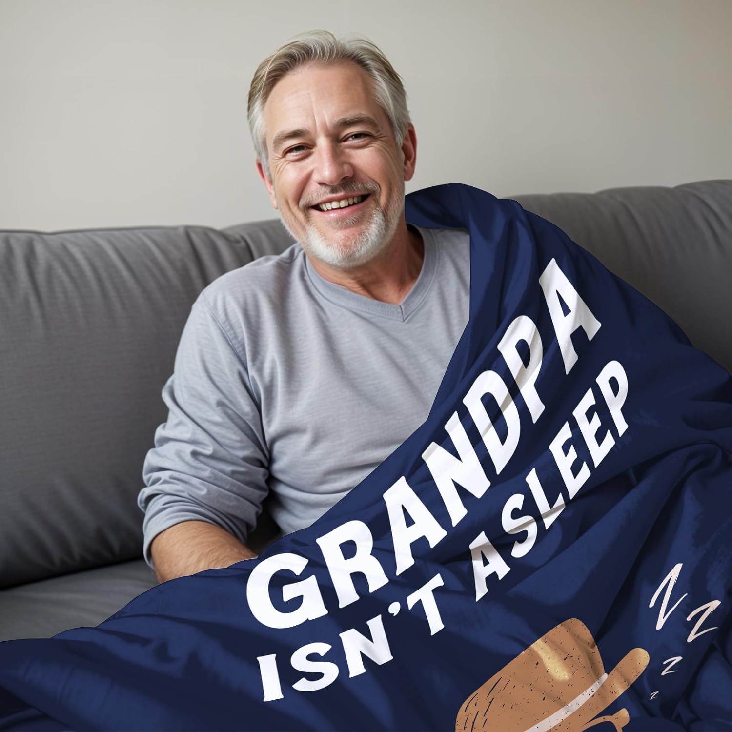 Grandpa Gifts, Grandpa Christmas Birthday Gifts from Grandkids, Grandpas Blanket, Gift for Grandpas, Grandparents Present from Grandchildren, Blue Flannel Throw Blanket 50" X 60" - Image 3