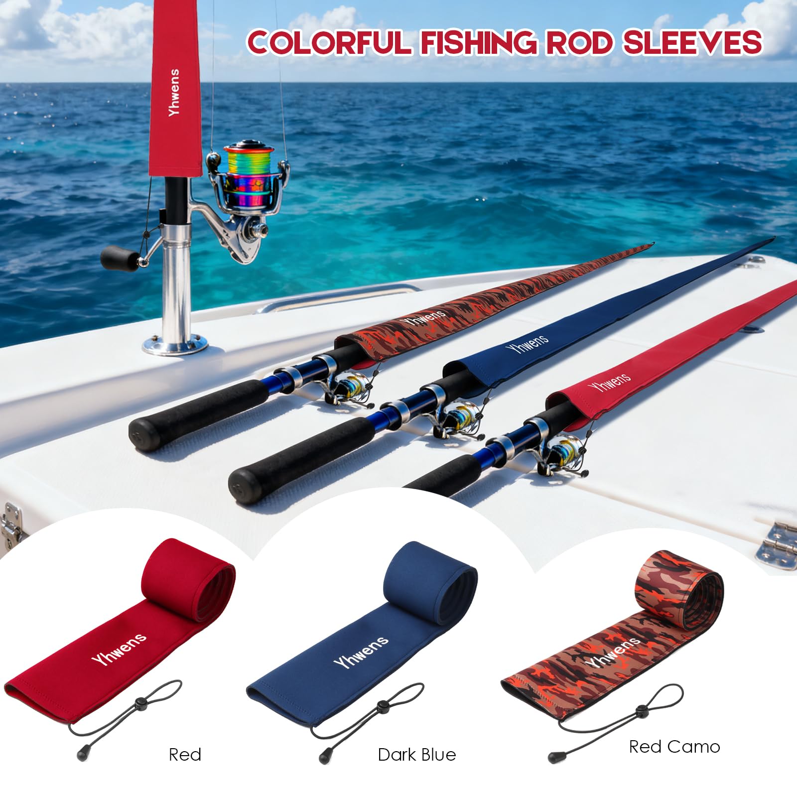 Calcetines de neopreno para caña de pescar, funda protectora para caña de pescar, para lanzar, girar, arrastrar, almacenamiento duradero