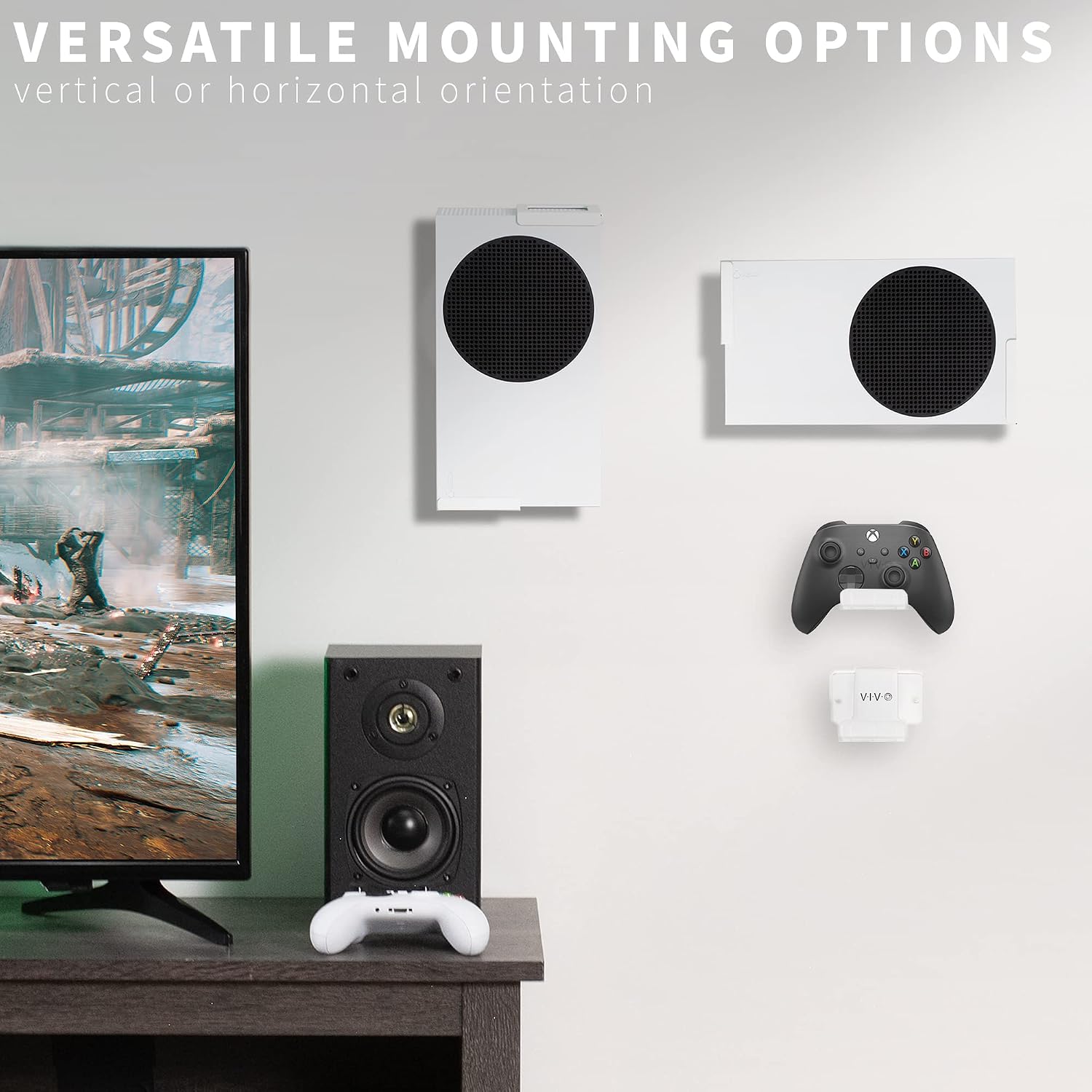 VIVO Steel Wall and Under Desk Mount Bracket Designed for Xbox Series S Gaming Console, Horizontal and Vertical Display, Open Design, White, Mount-XSSU1